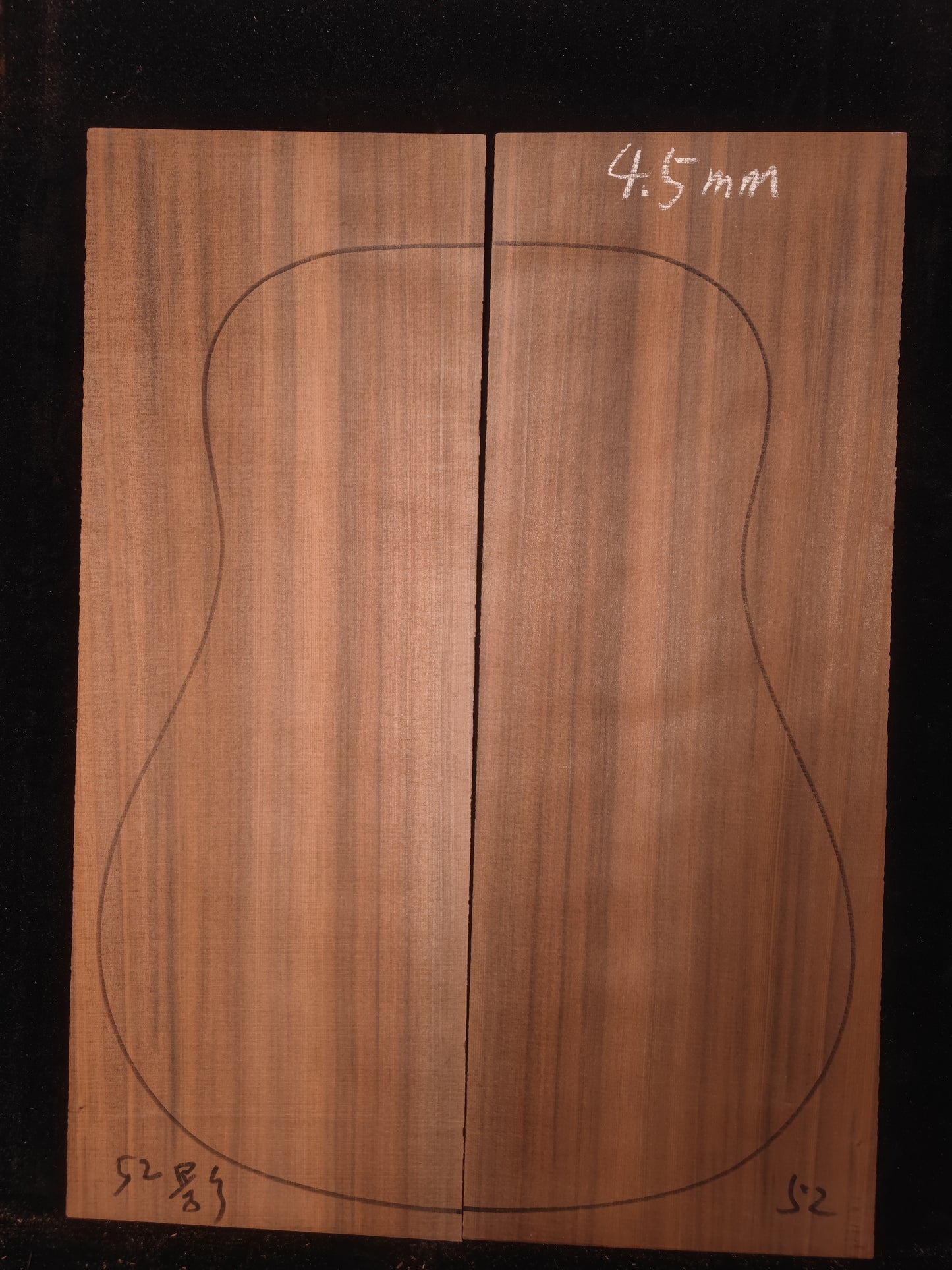 #52 curly sinker redwood guitar top set