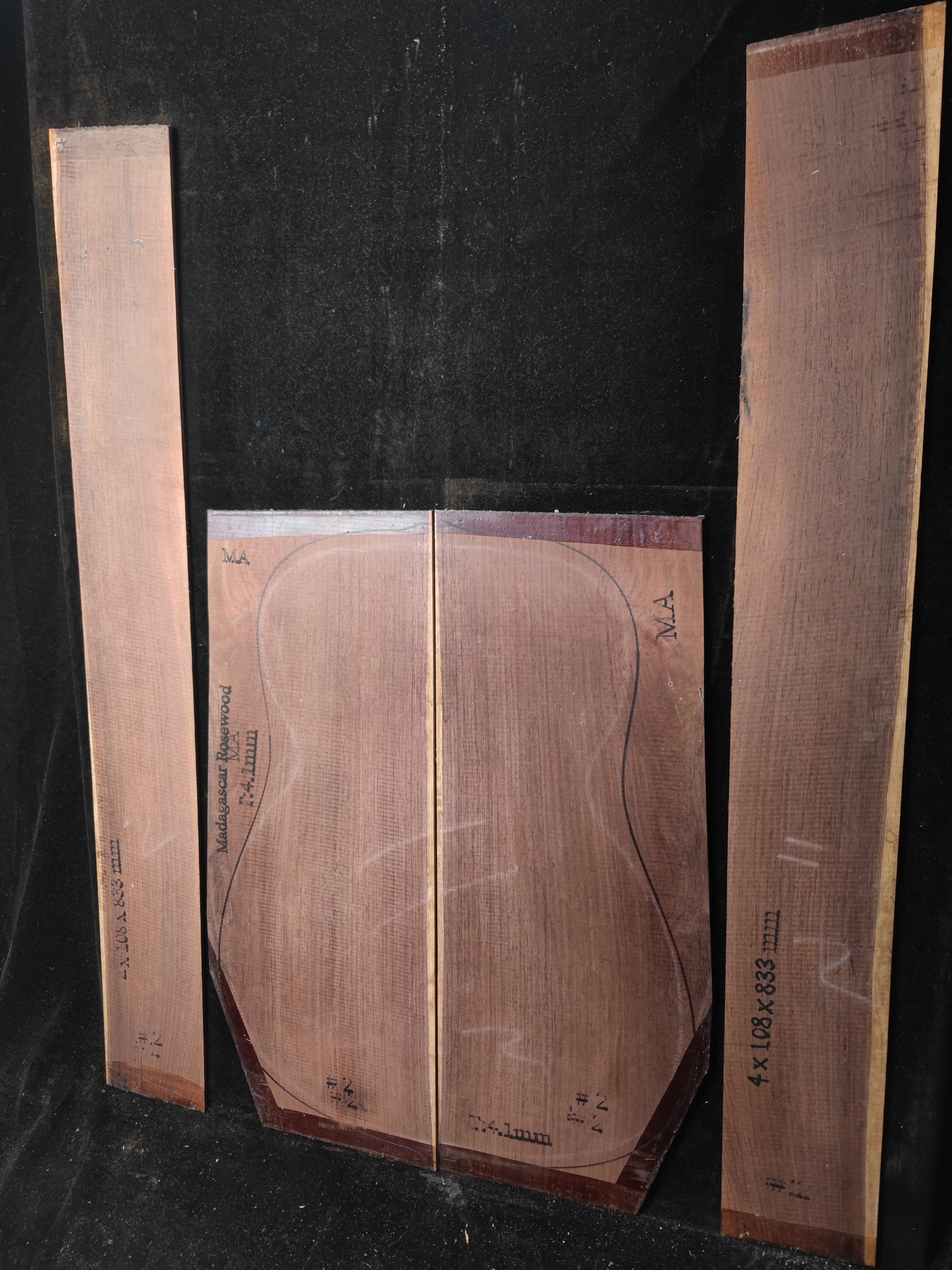 #2 MA quartersawn madagascar rosewood back&sides guitar set