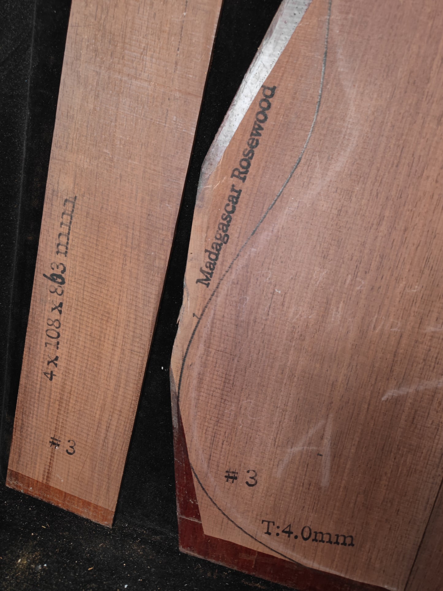 #3 MA quartersawn madagascar rosewood back&sides guitar set