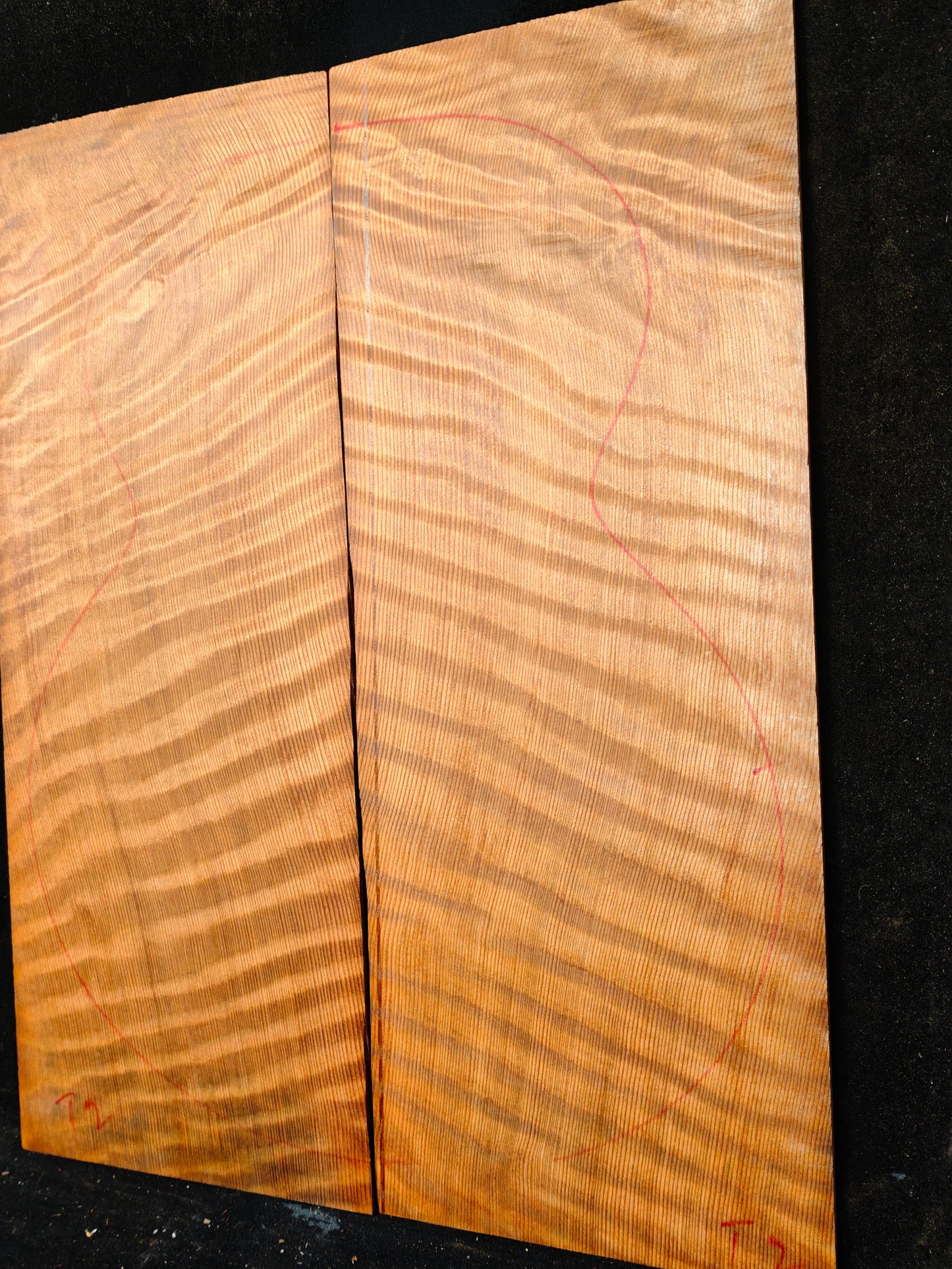 curly redwood guitar top set #T2