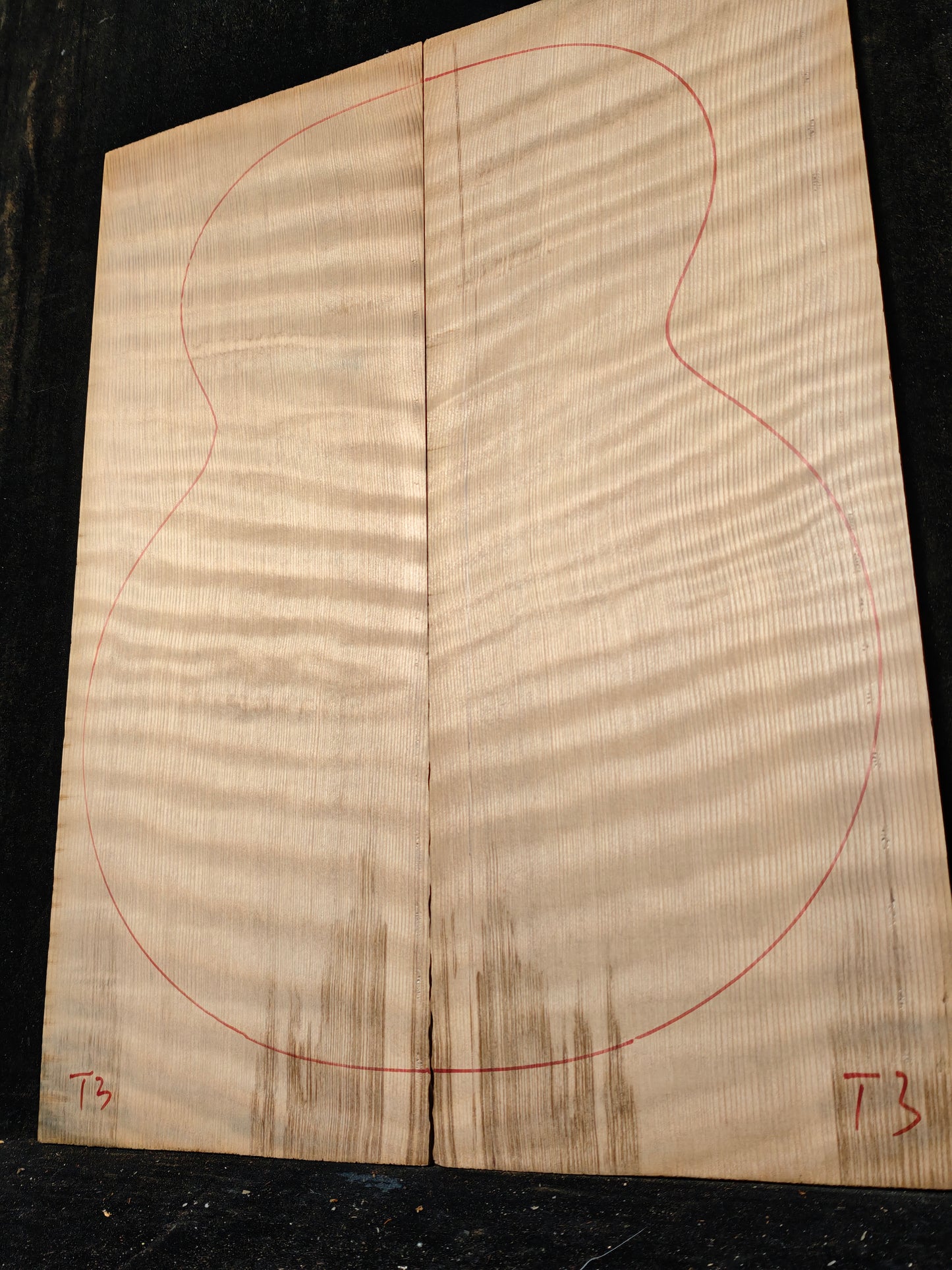curly redwood guitar top set #T3