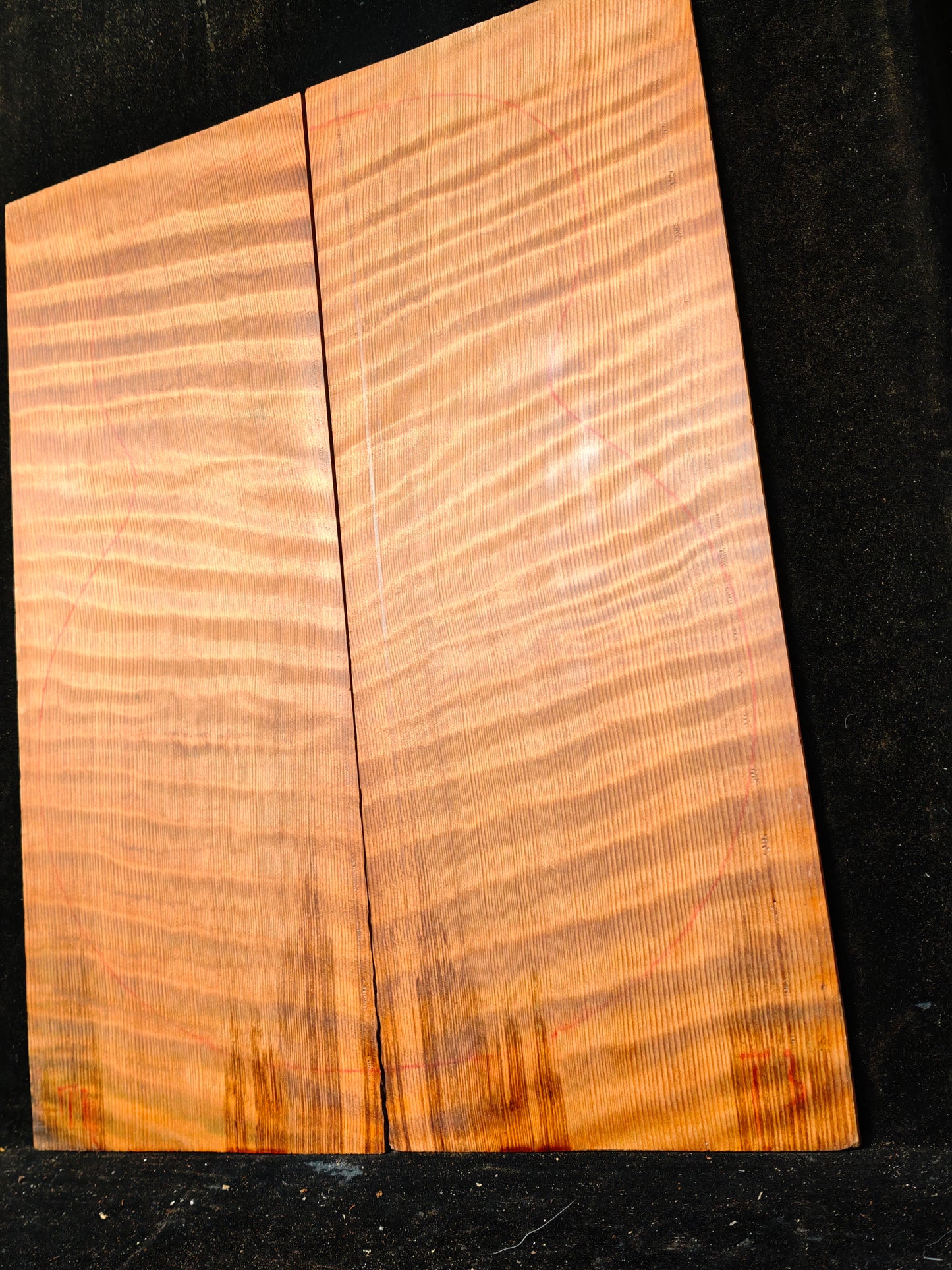 curly redwood guitar top set #T3
