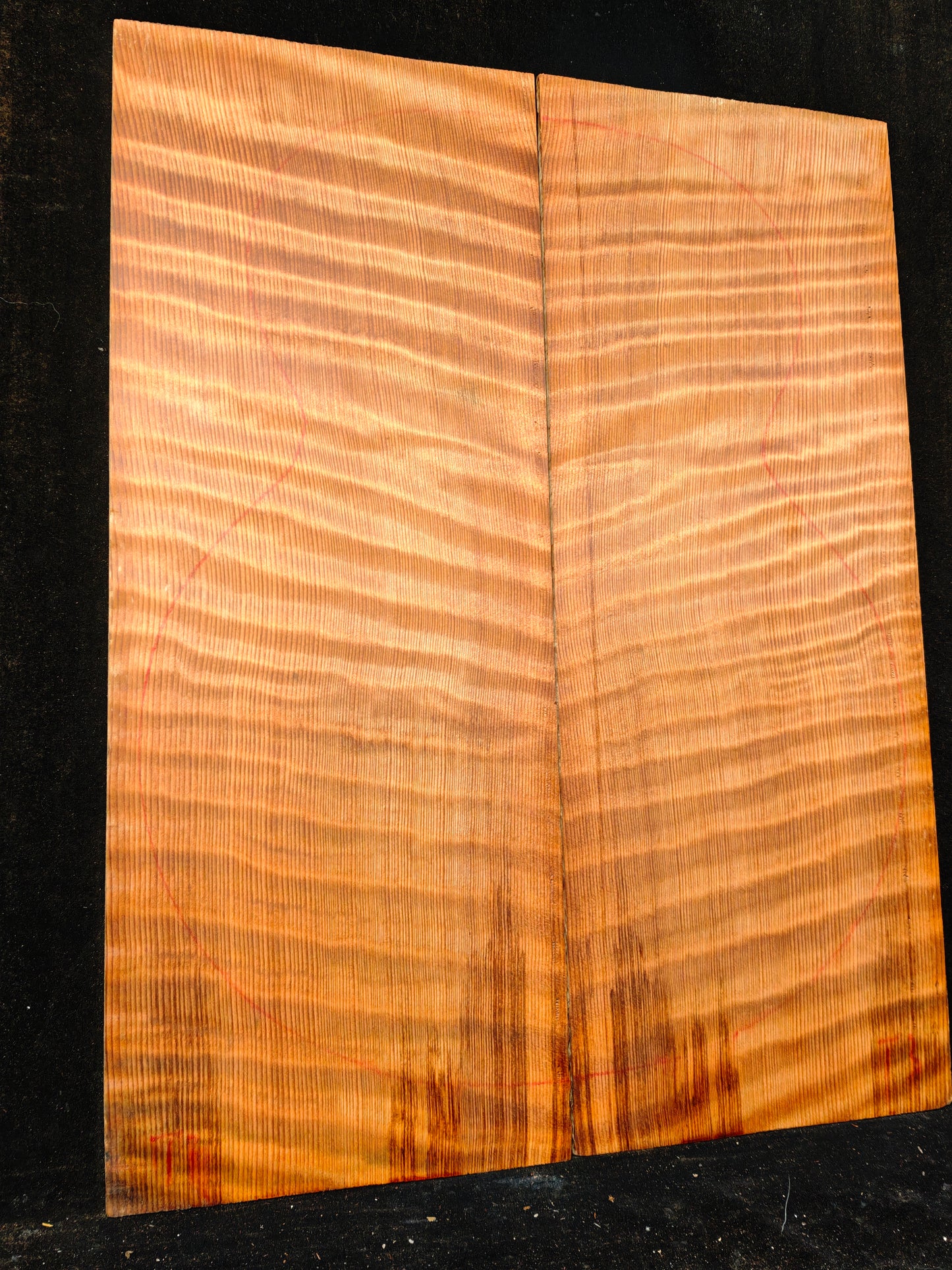 curly redwood guitar top set #T3