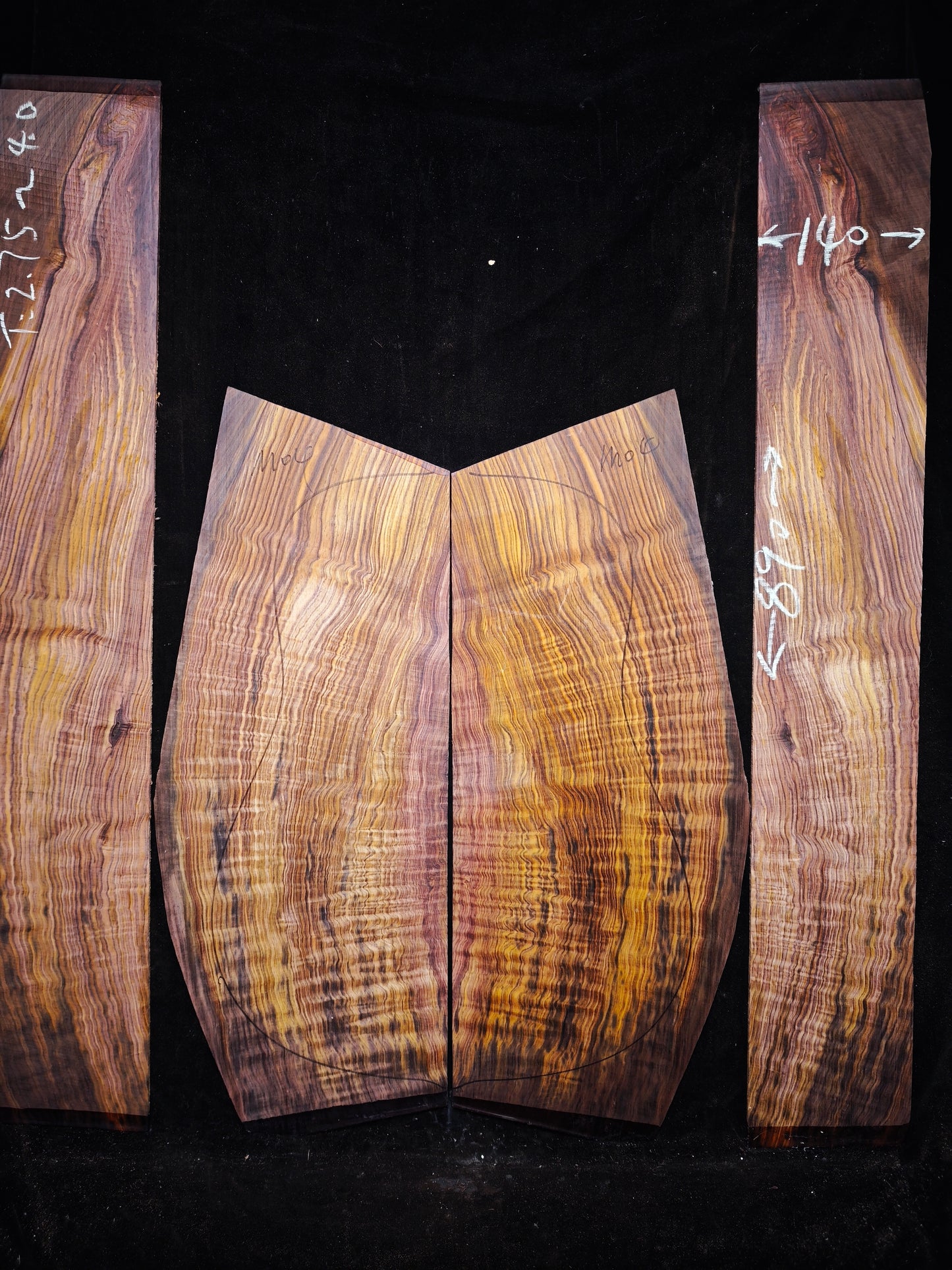 M04 curly Quartersawn cocobolo back&sides guitar set