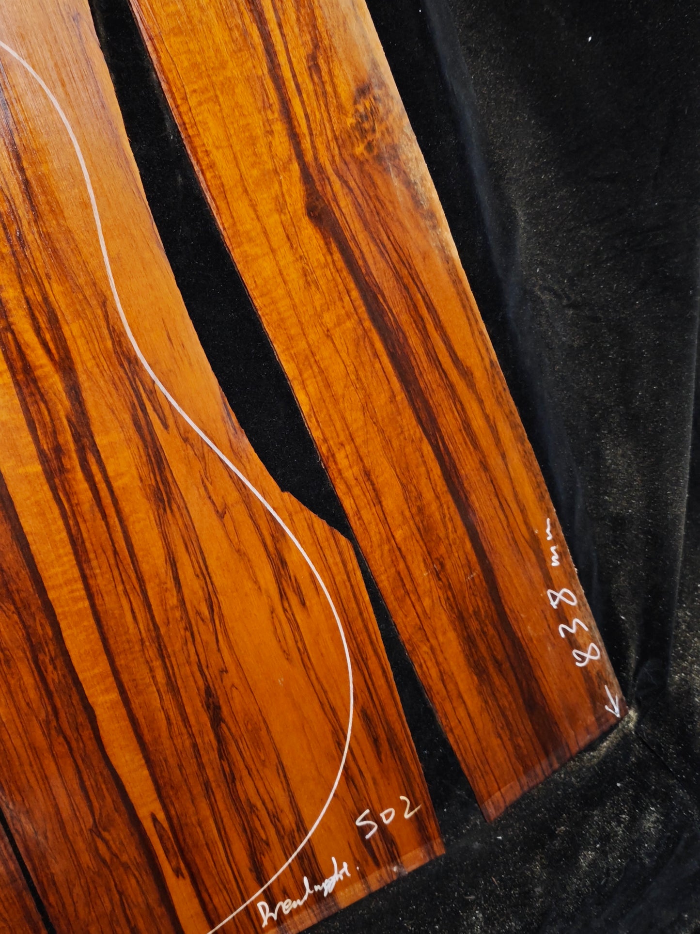 Figured Quartersawn Suriname snakewood acoustic guitar back&sides set S02