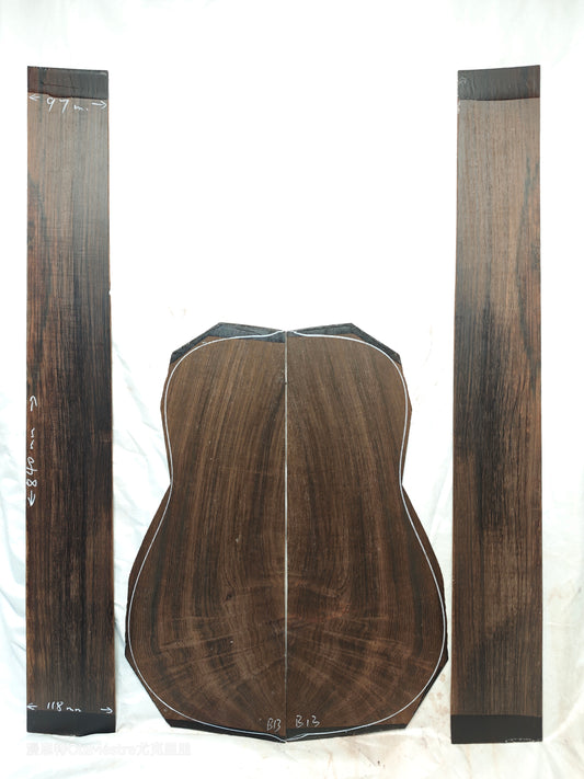 #13 curly quartersawn Brazilian rosewood guitar backs&sides set with CITES