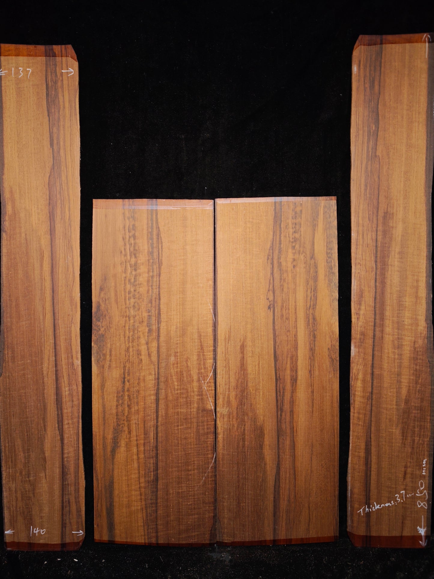 Figured Quartersawn Suriname snakewood acoustic guitar back&sides set S01