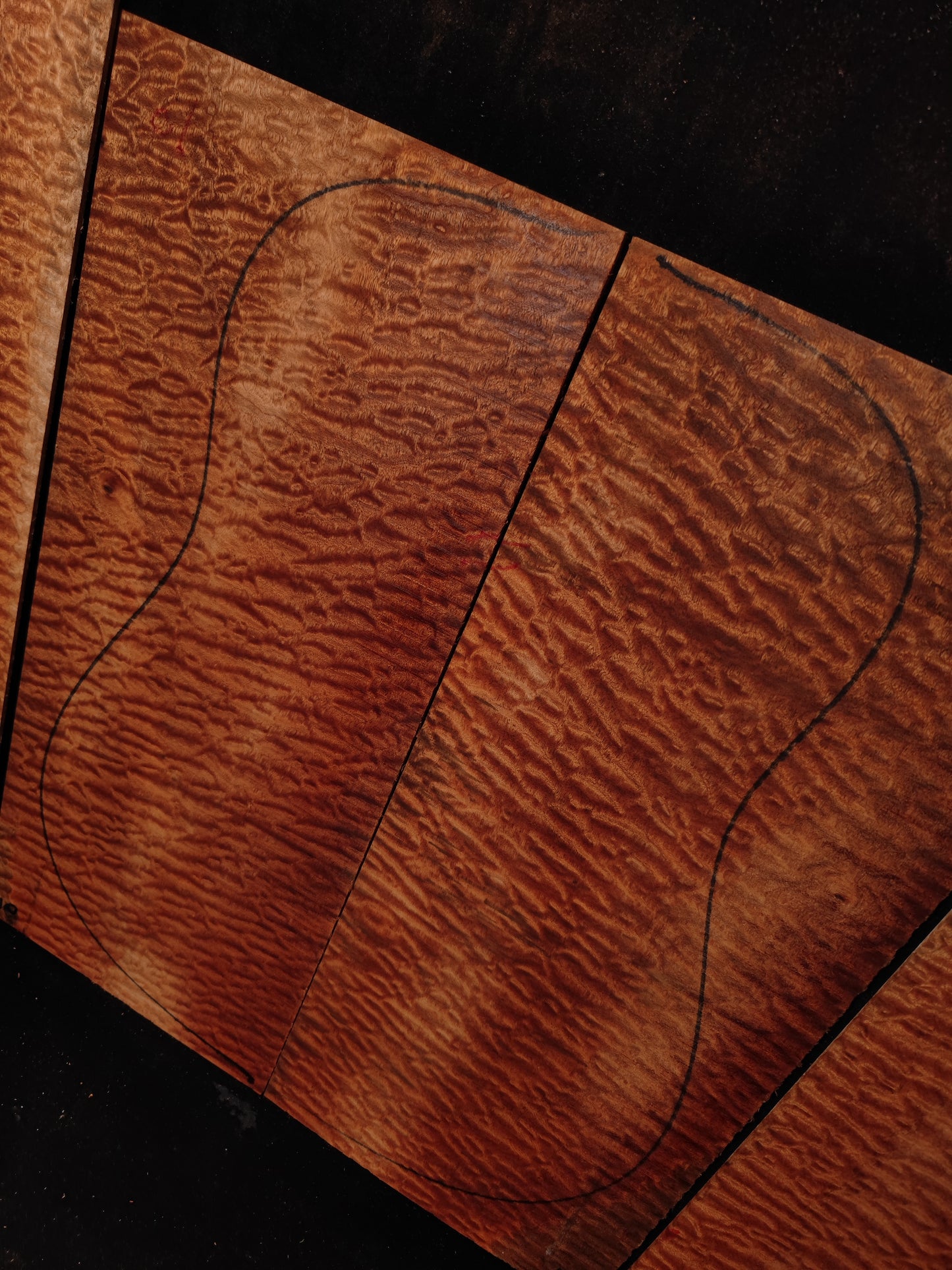Quilted sapele acoustic guitar back &sides set