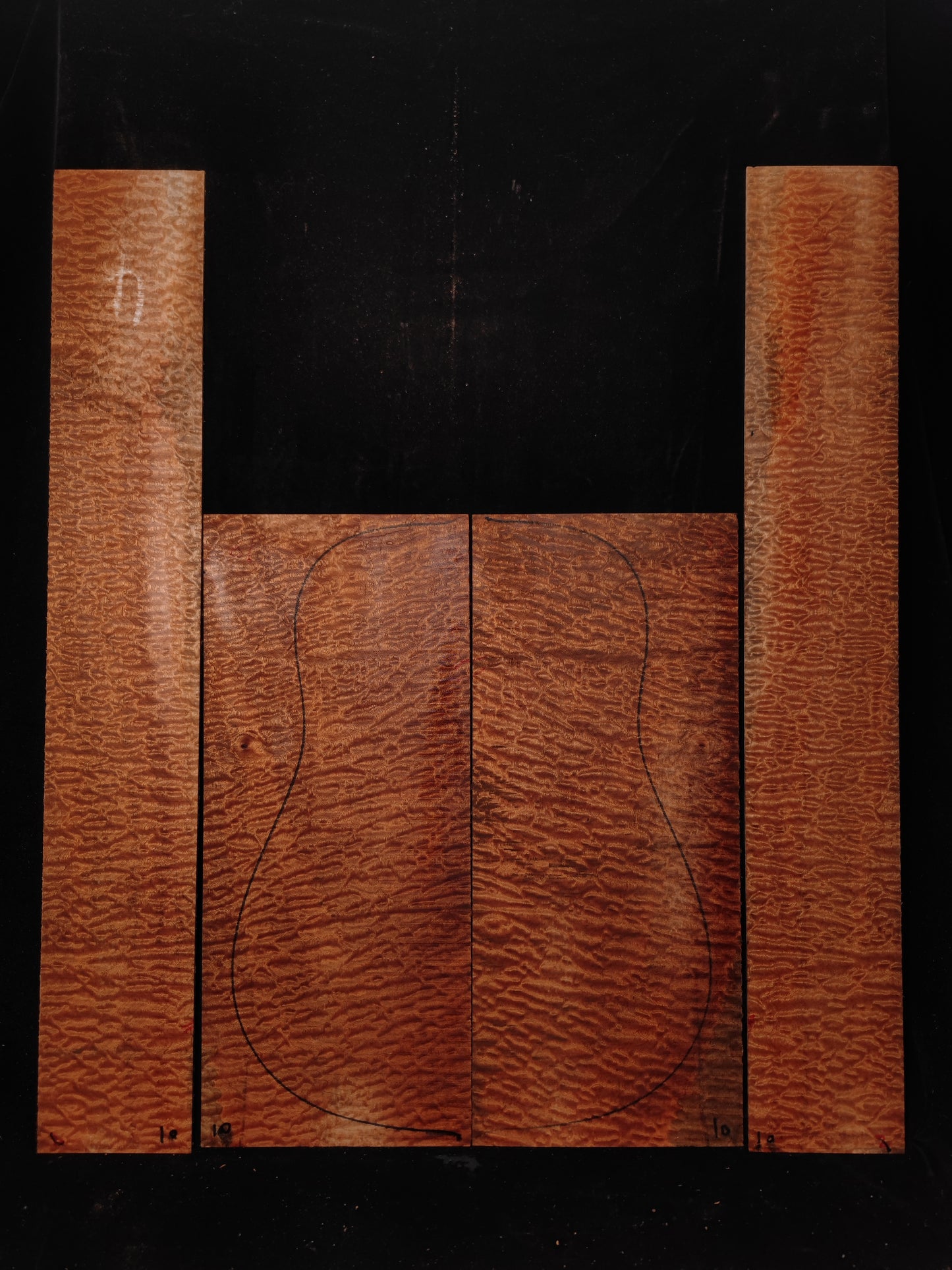 Quilted sapele acoustic guitar back &sides set