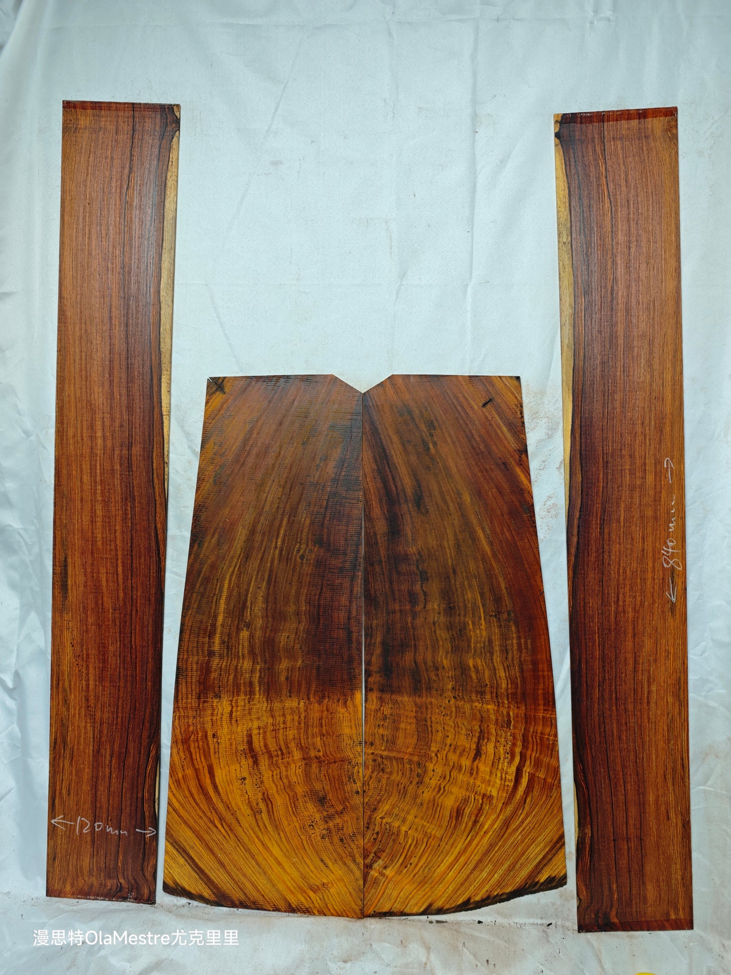 #03 curly Quartersawn cocobolo back&sides guitar set