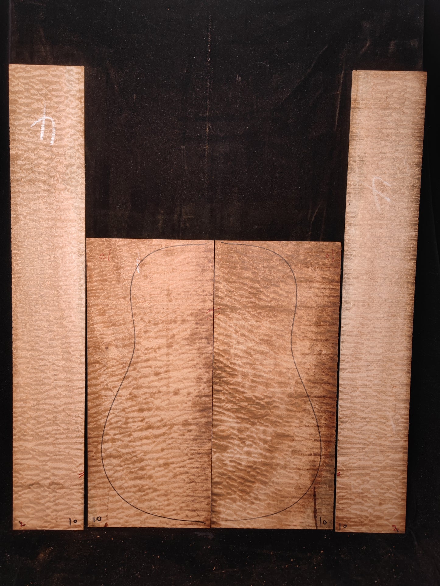 Quilted sapele acoustic guitar back &sides set