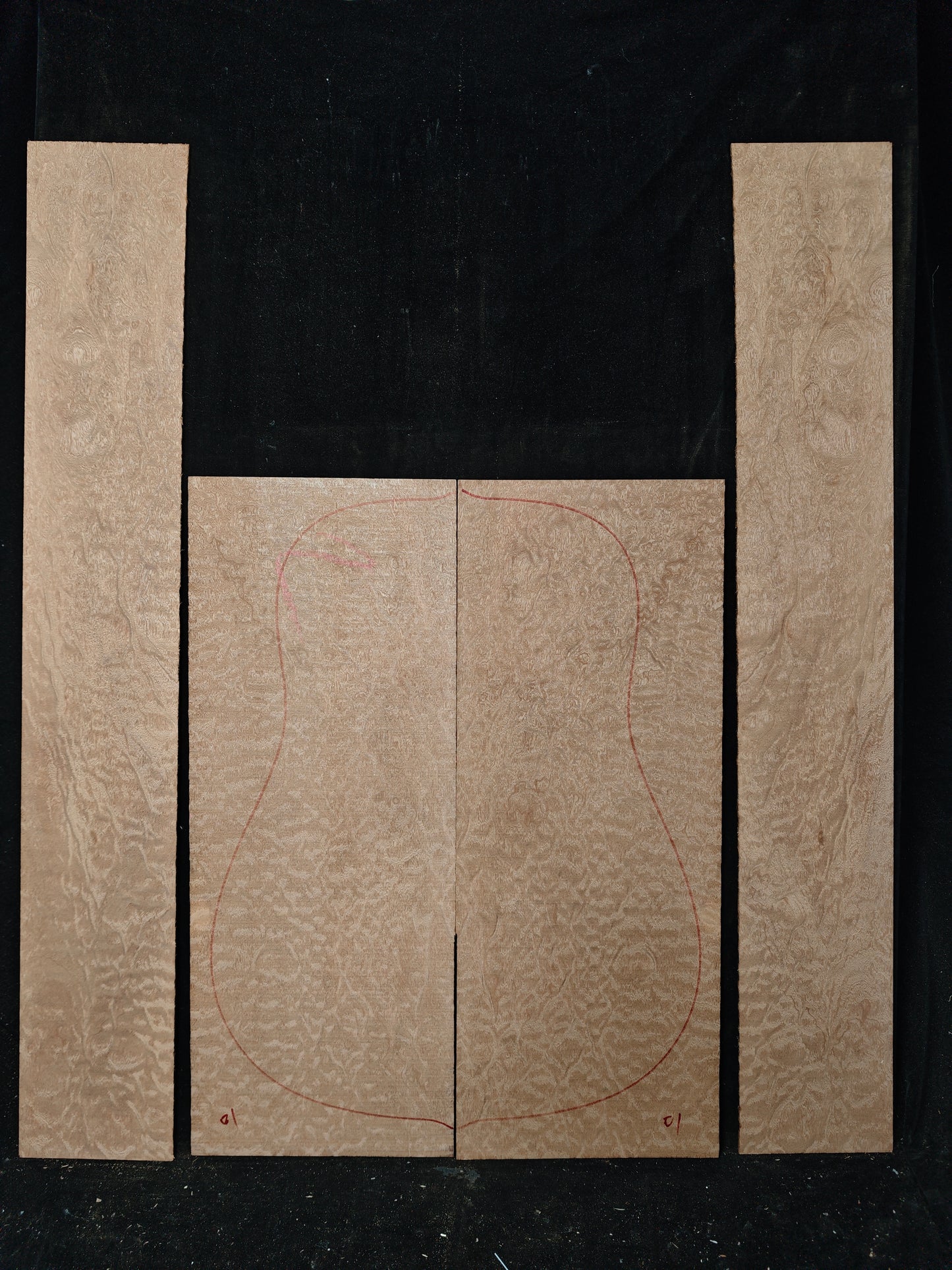 Quilted sapele acoustic guitar back &sides set