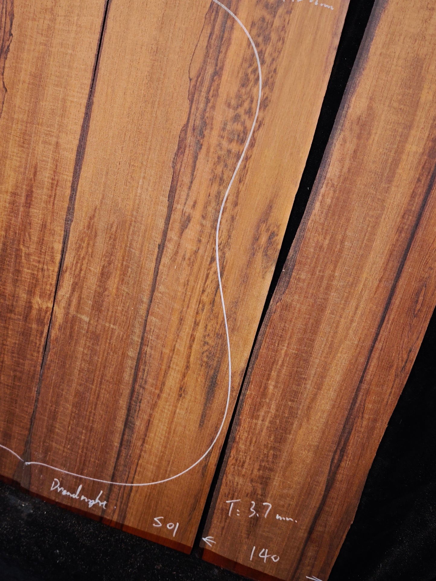 Figured Quartersawn Suriname snakewood acoustic guitar back&sides set S01