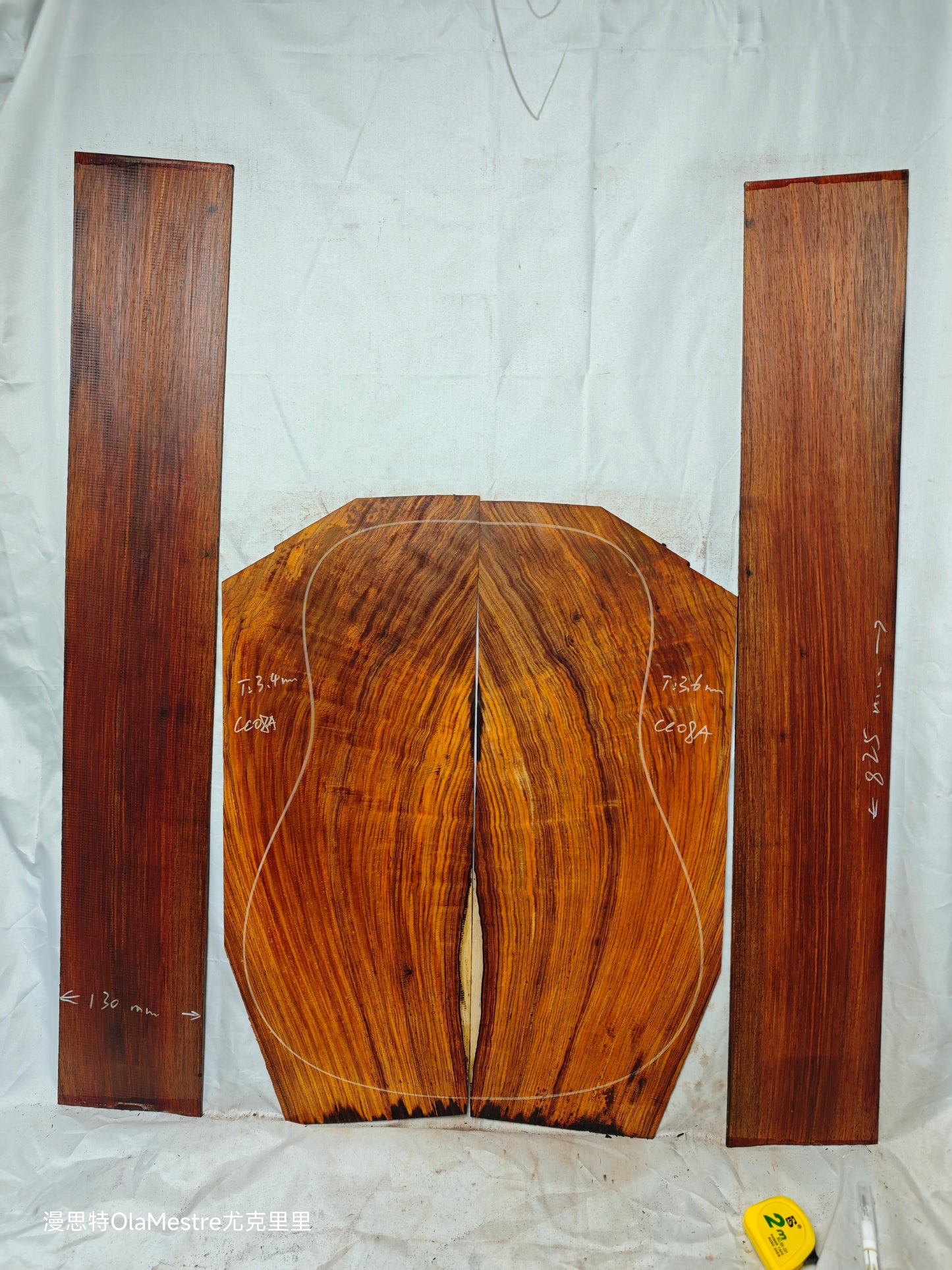 #08 curly Quartersawn cocobolo back&sides guitar set