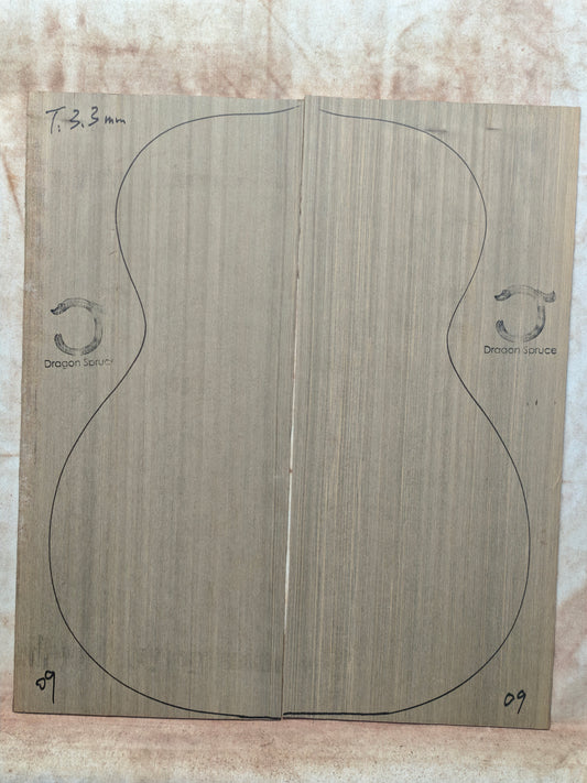 #09 'Dragon Spruce' Ancient Sinker Chinese Spruce guitar top 5250 Years old