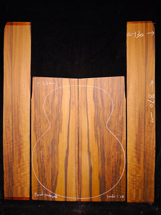 Figured Suriname snakewood acoustic Jumbo guitar back&sides set