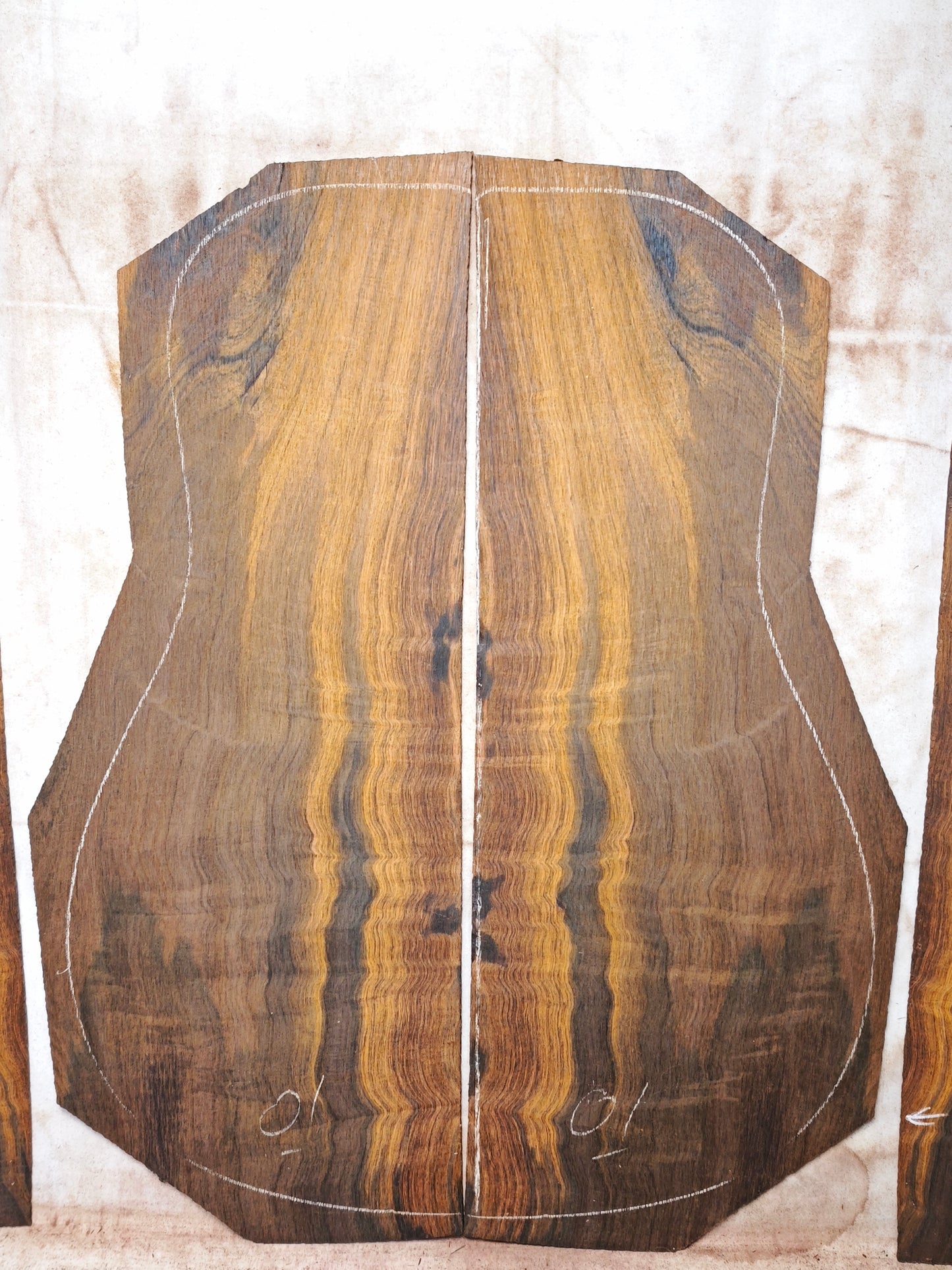#01 MA curly Brazilian rosewood guitar backs&sides set with CITES
