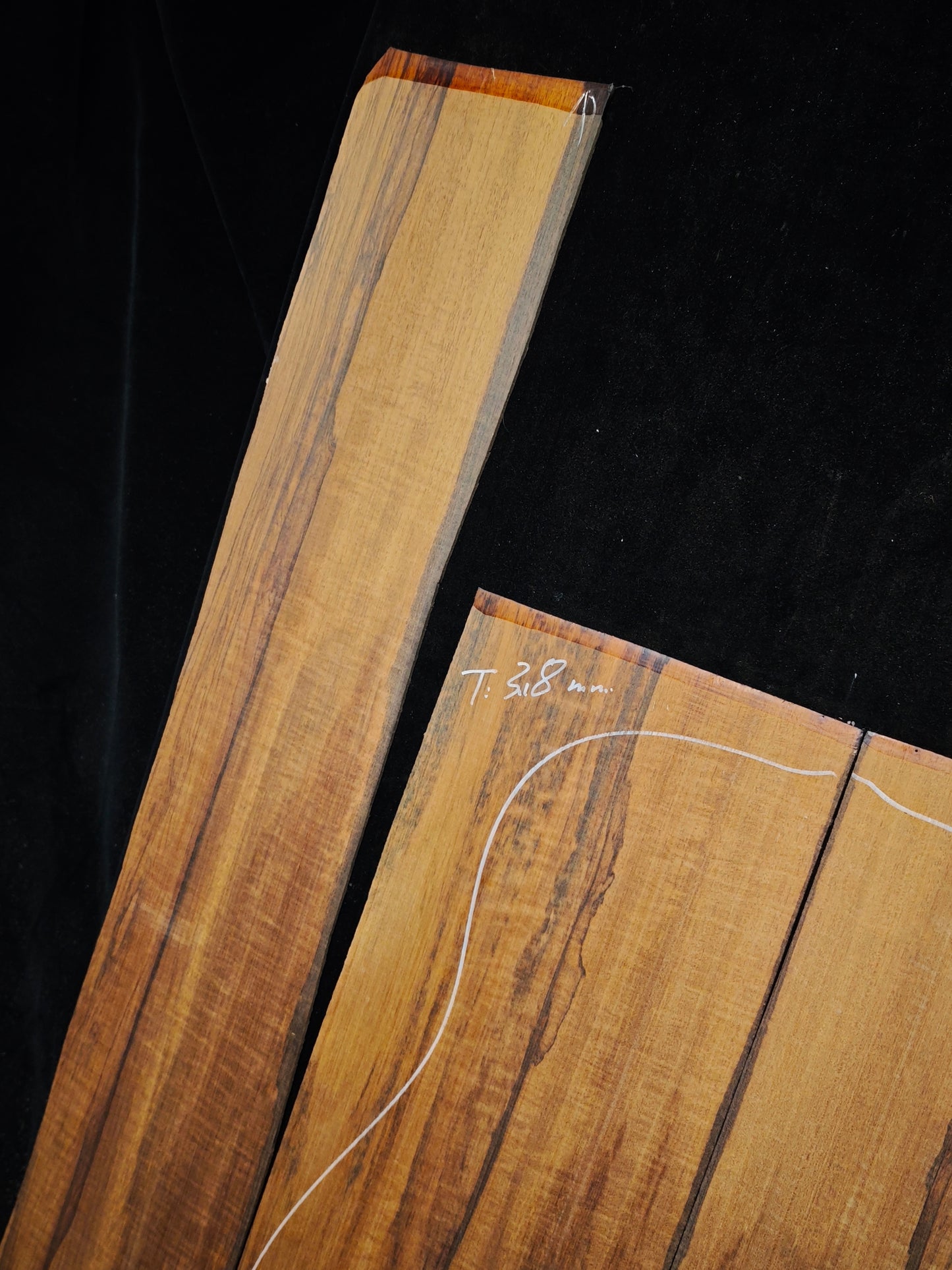 Figured Quartersawn Suriname snakewood acoustic guitar back&sides set S01