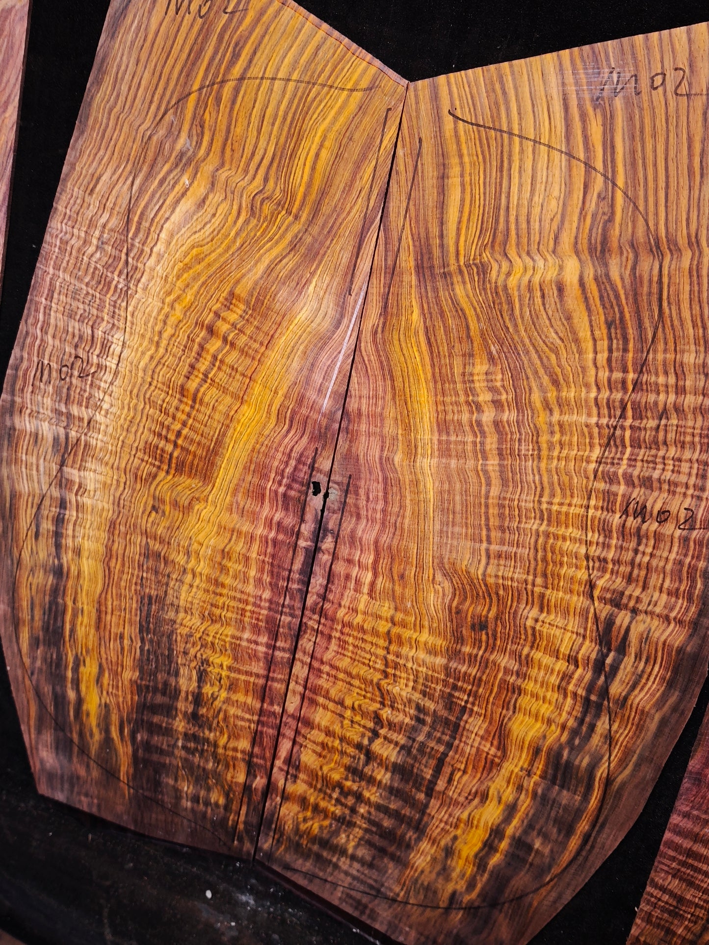 M02 curly Quartersawn cocobolo back&sides guitar set
