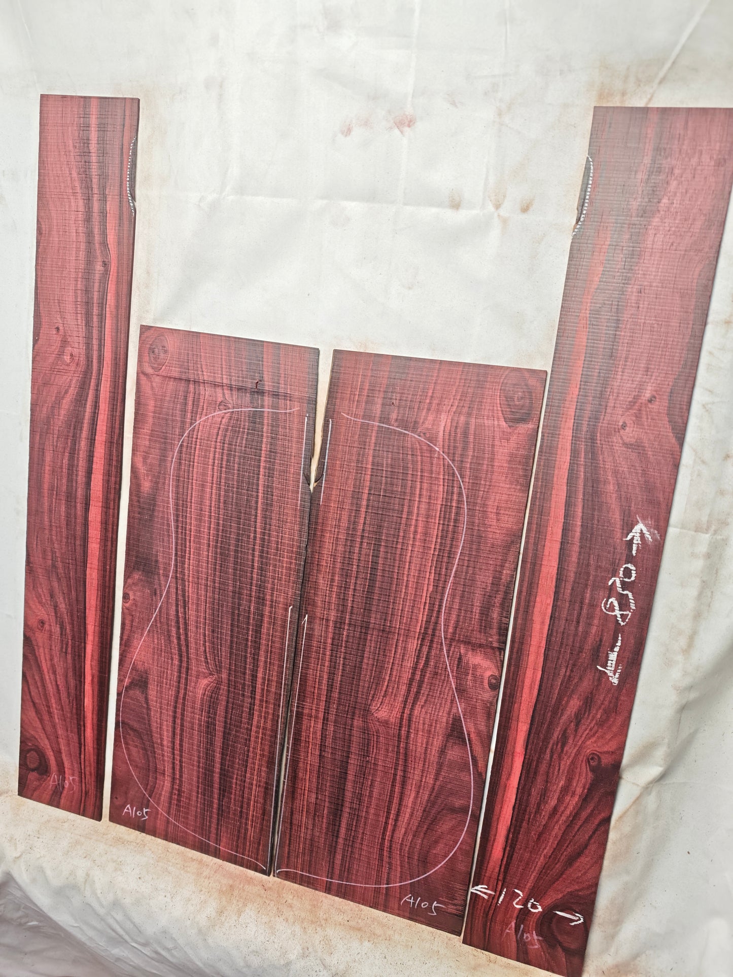 MA Quartersawn Bois de Rose madagascar rosewood back&sides guitar set A105