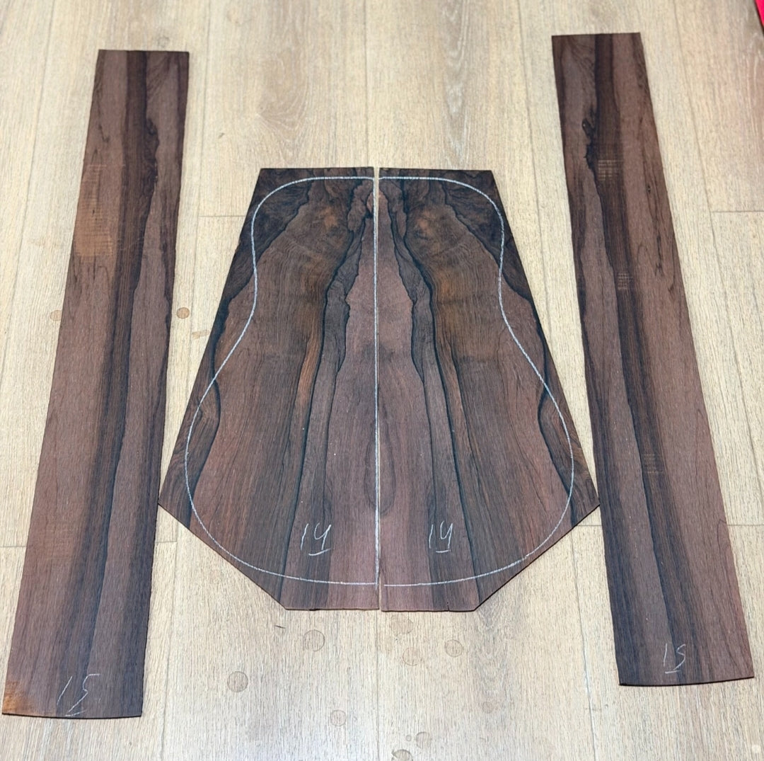 Striped Brazilian rosewood guitar backs&sides set with CITES