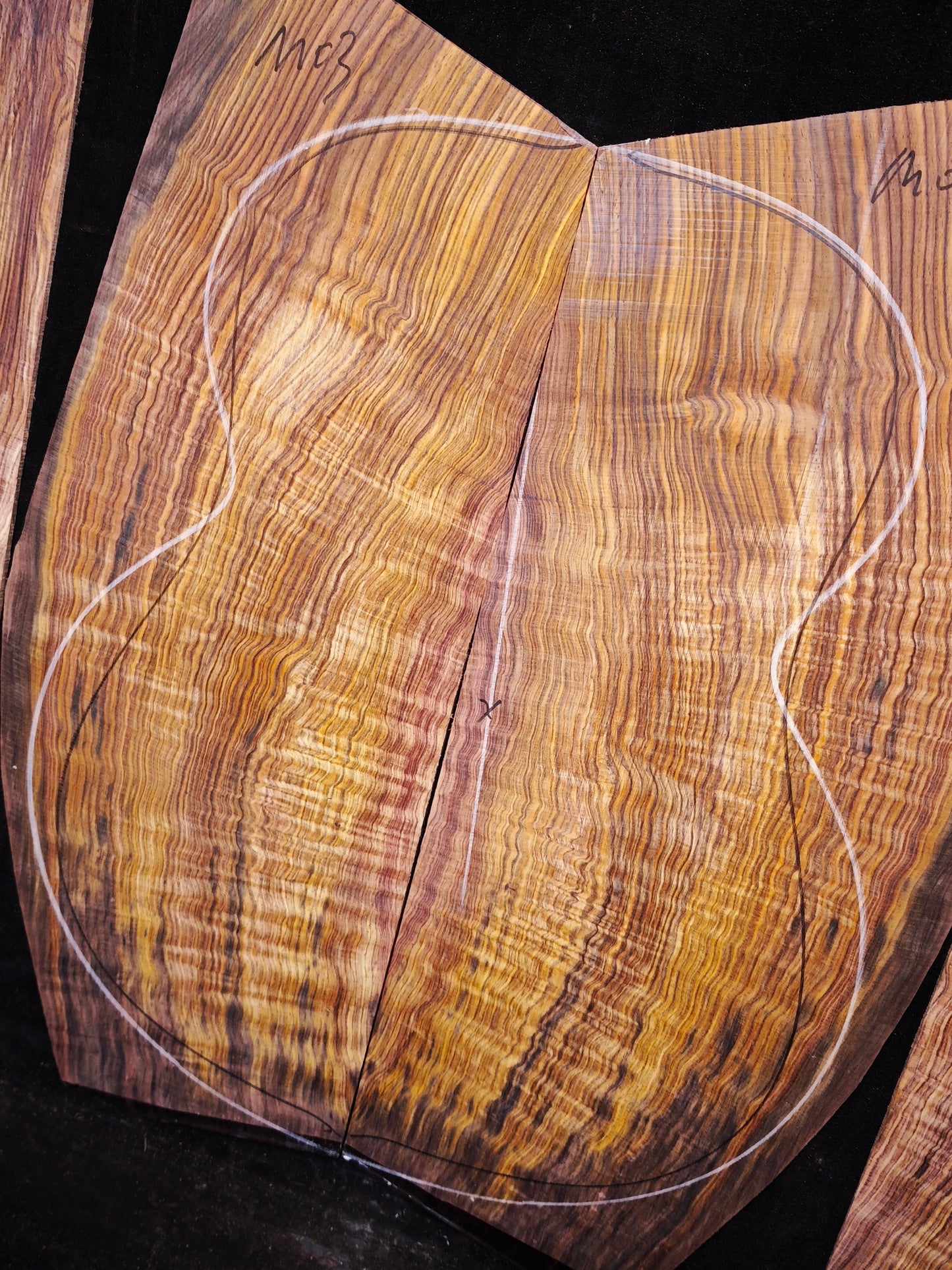 M03 curly Quartersawn cocobolo back&sides guitar set