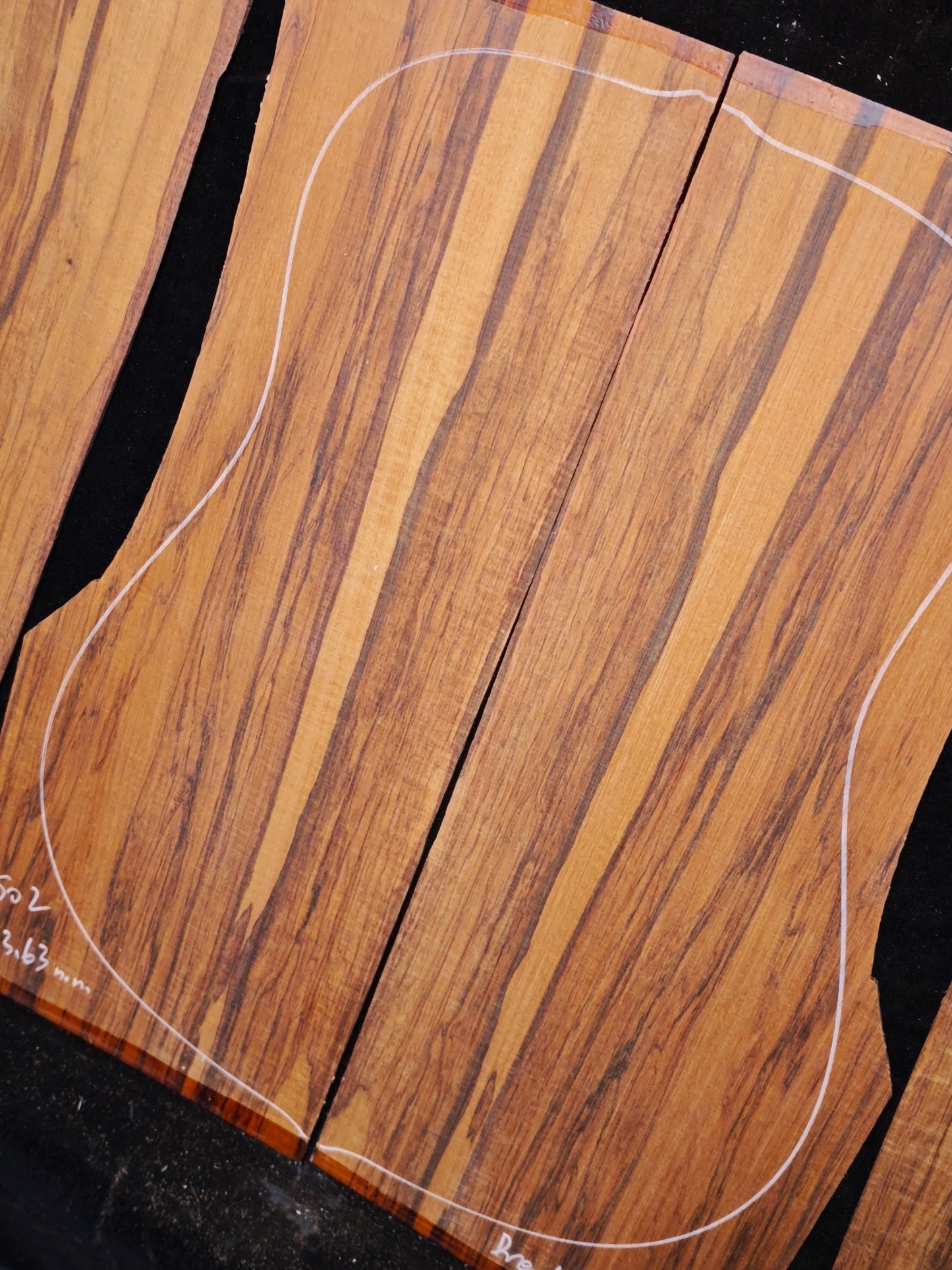 Figured Quartersawn Suriname snakewood acoustic guitar back&sides set S02