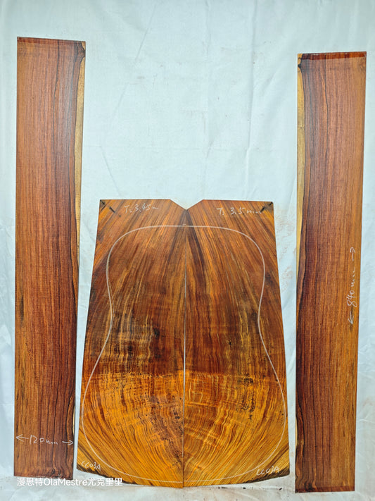 #03 curly Quartersawn cocobolo back&sides guitar set