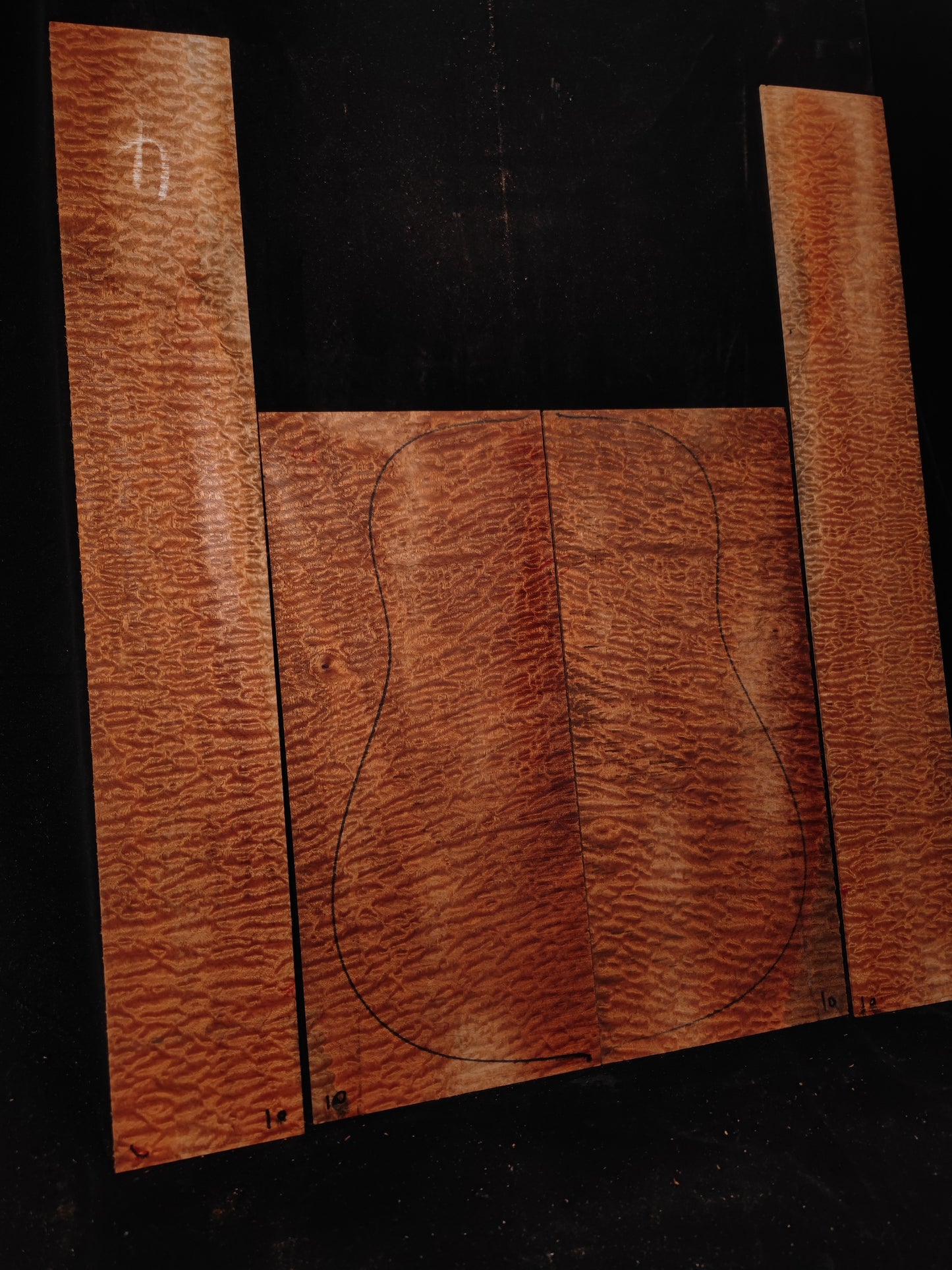 Quilted sapele acoustic guitar back &sides set