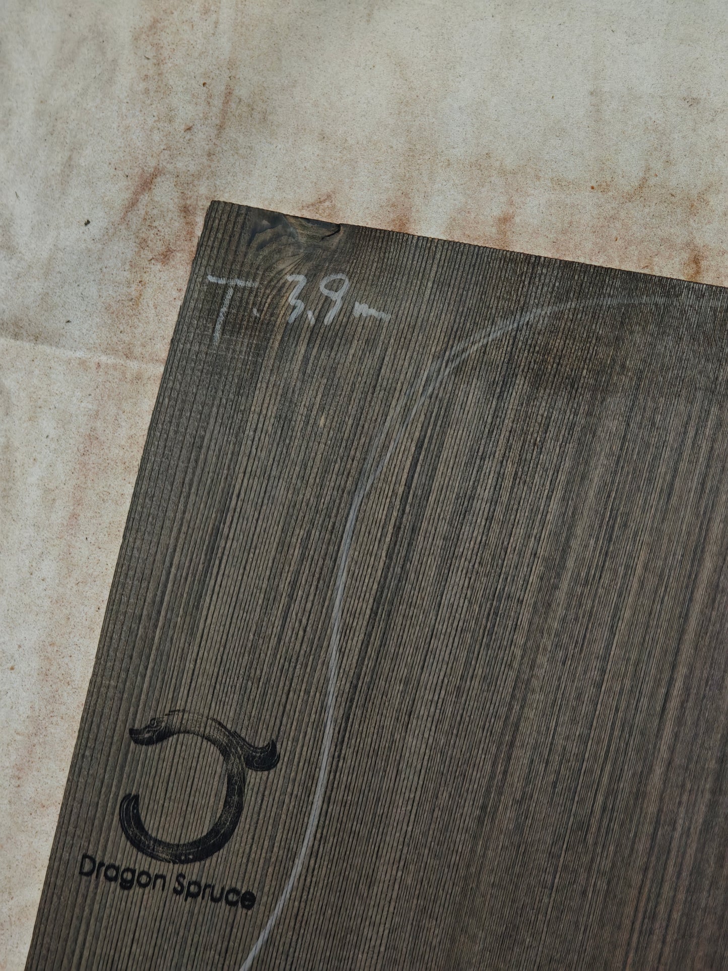 Black 'Dragon Spruce' Ancient Sinker Chinese Spruce guitar top