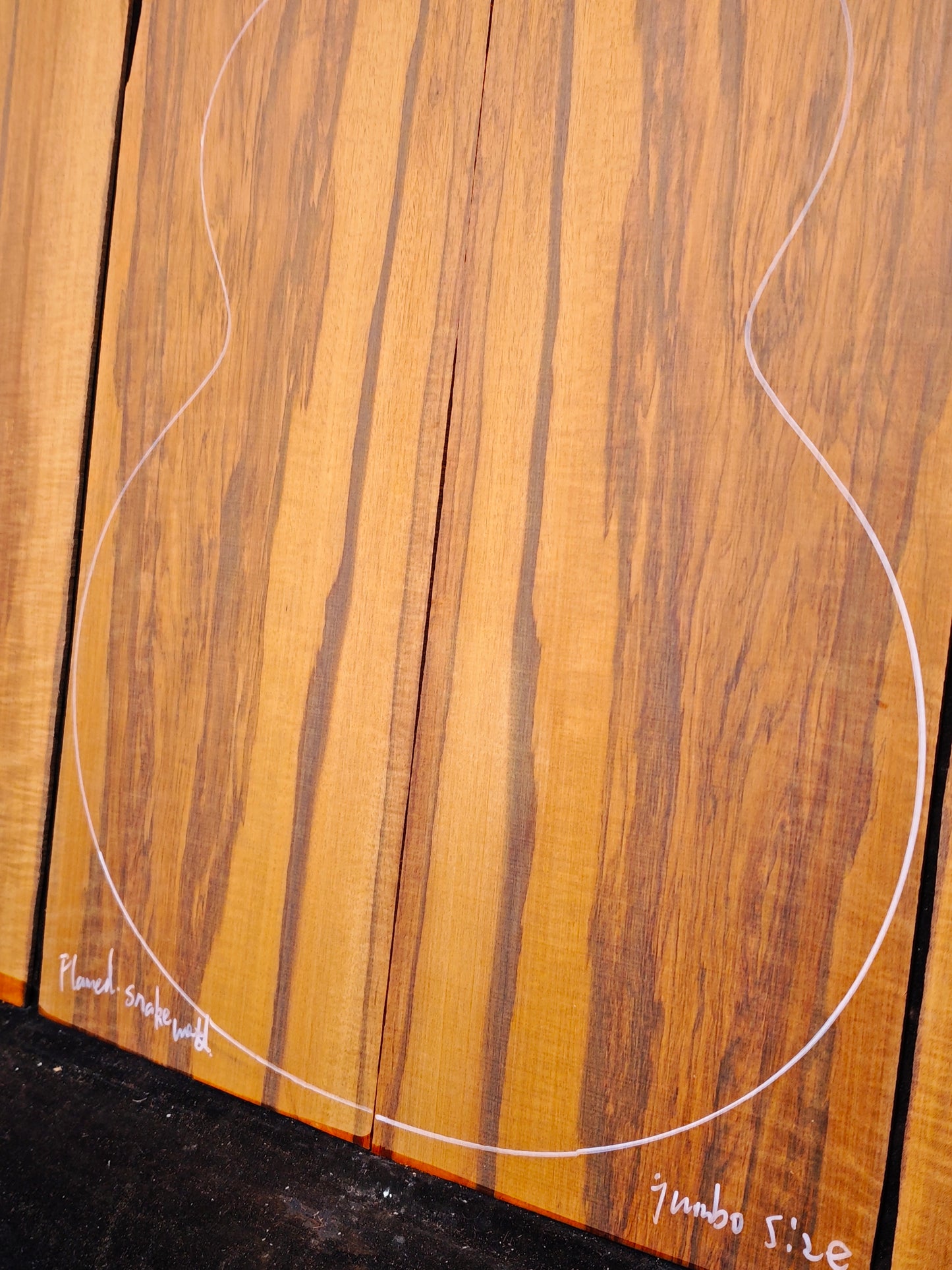 Figured Suriname snakewood acoustic Jumbo guitar back&sides set