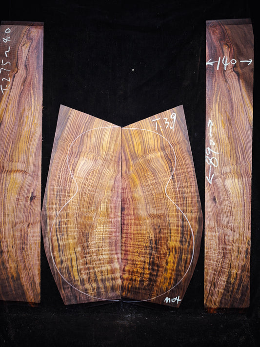 M04 curly Quartersawn cocobolo back&sides guitar set