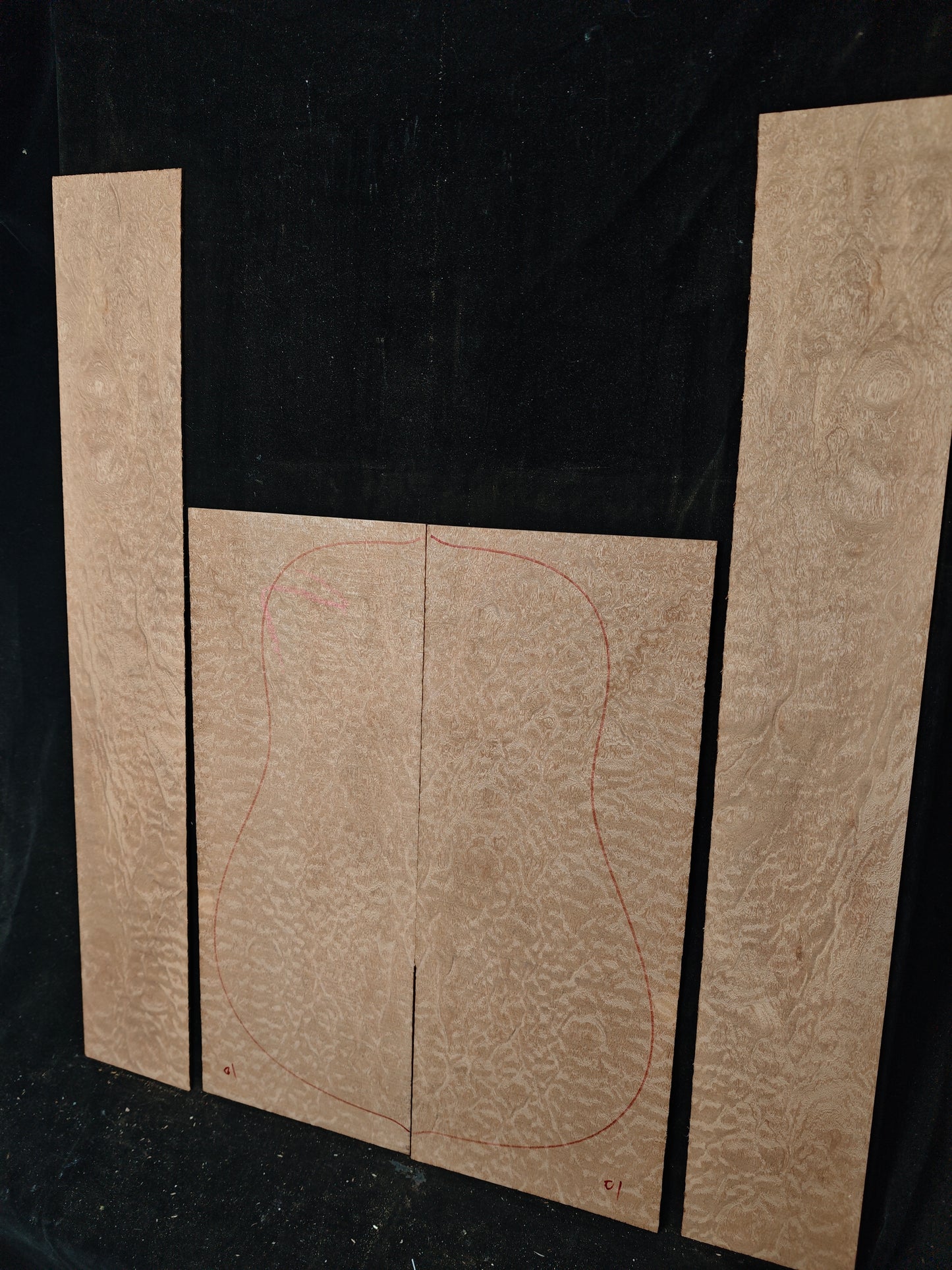 Quilted sapele acoustic guitar back &sides set