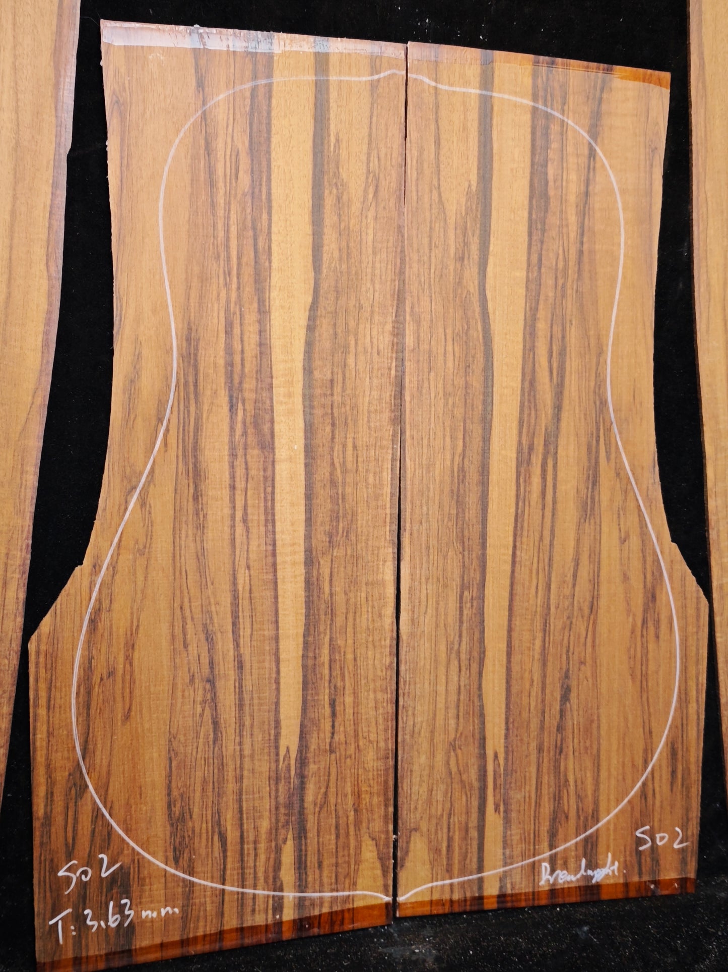 Figured Quartersawn Suriname snakewood acoustic guitar back&sides set S02