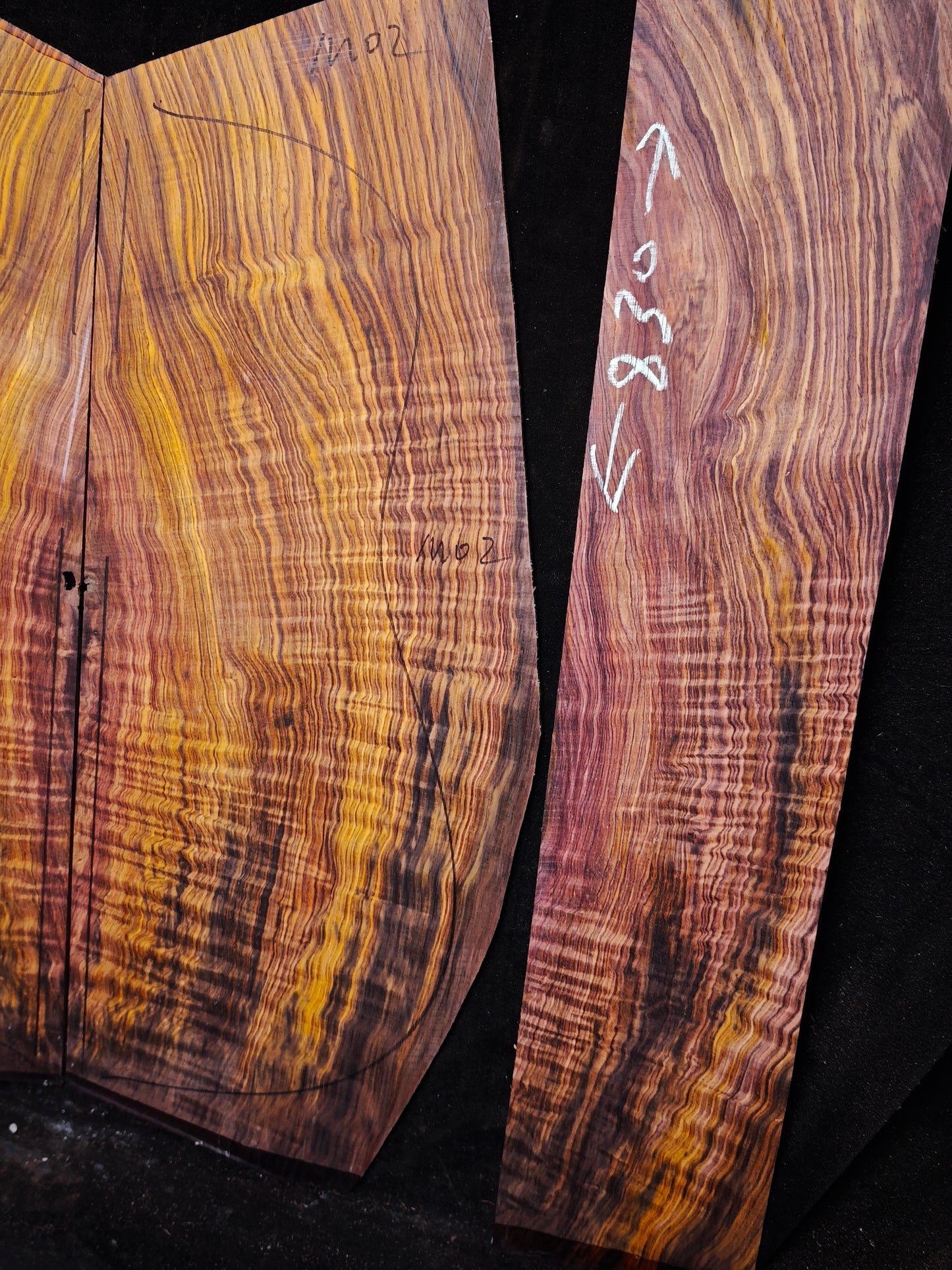 M02 curly Quartersawn cocobolo back&sides guitar set