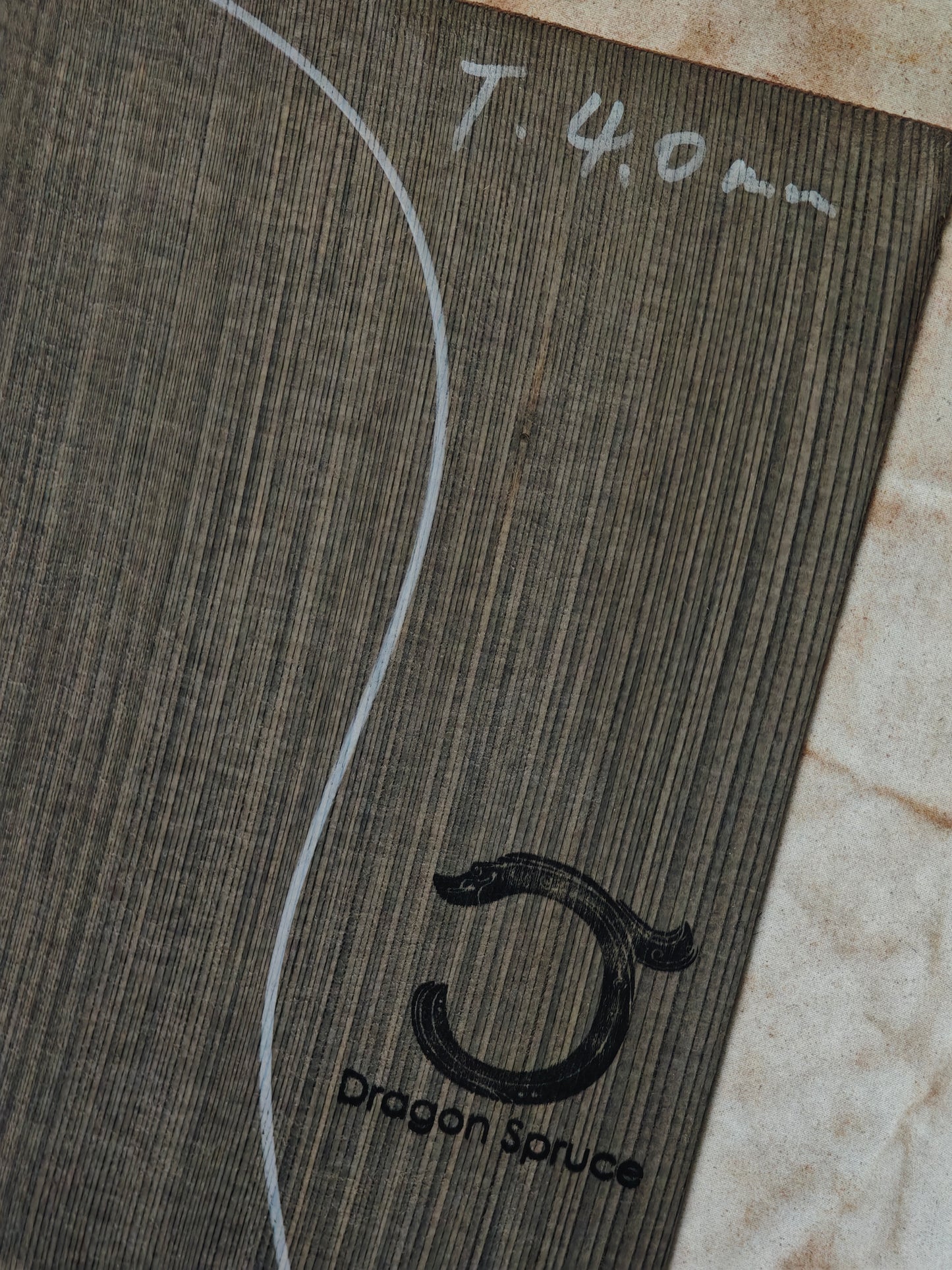 Black 'Dragon Spruce' Ancient Sinker Chinese Spruce guitar top
