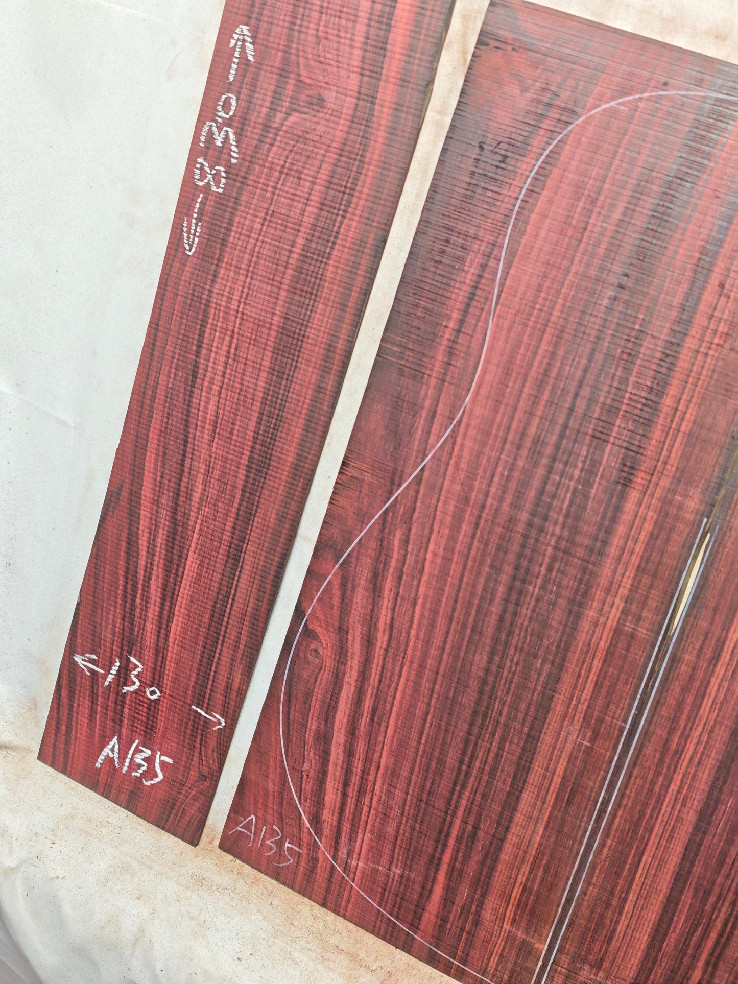 MA Quartersawn Bois de Rose madagascar rosewood back&sides guitar set A135