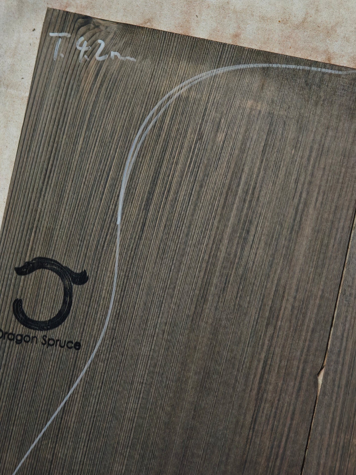 Black 'Dragon Spruce' Ancient Sinker Chinese Spruce guitar top