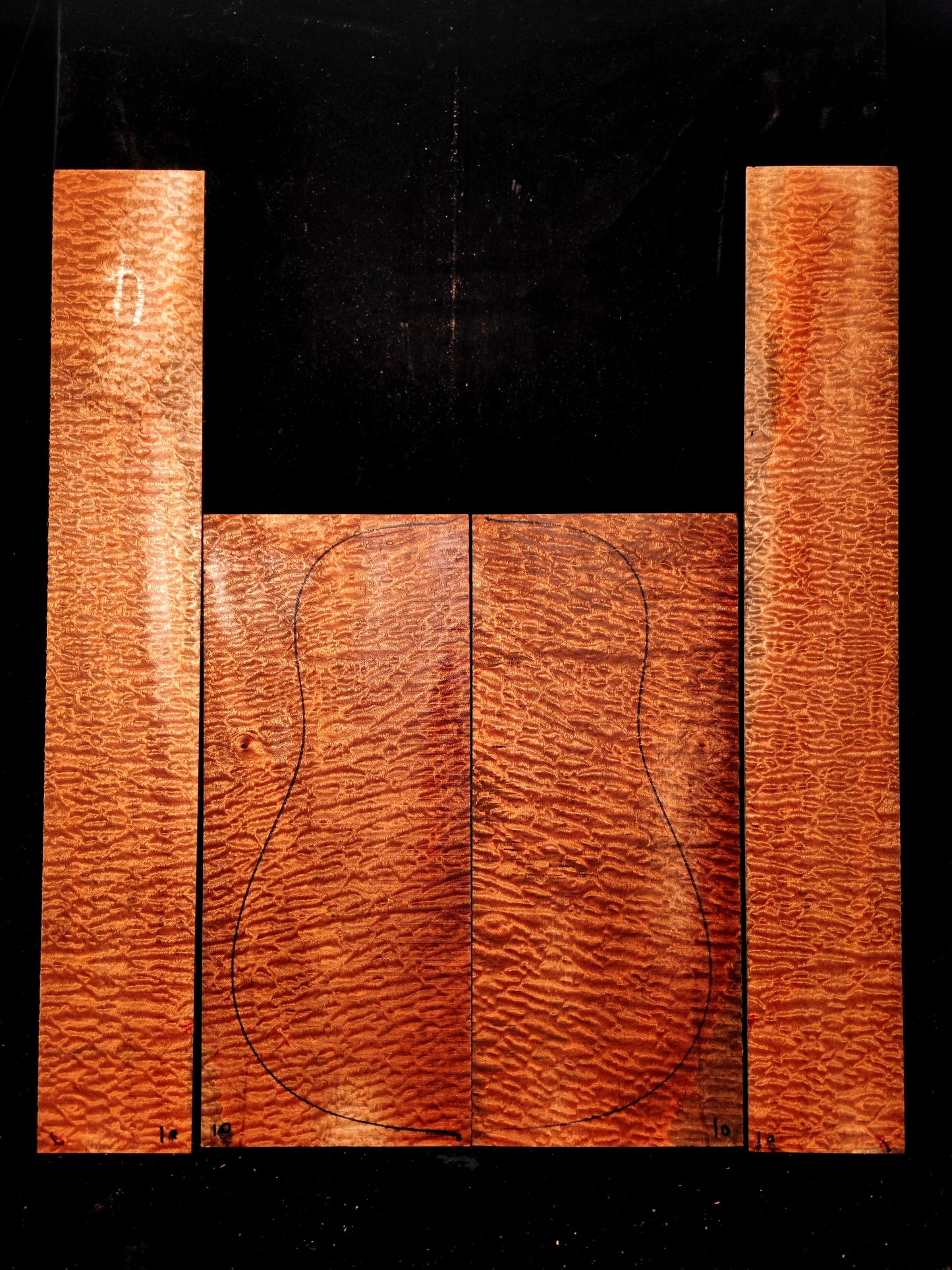 Quilted sapele acoustic guitar back &sides set