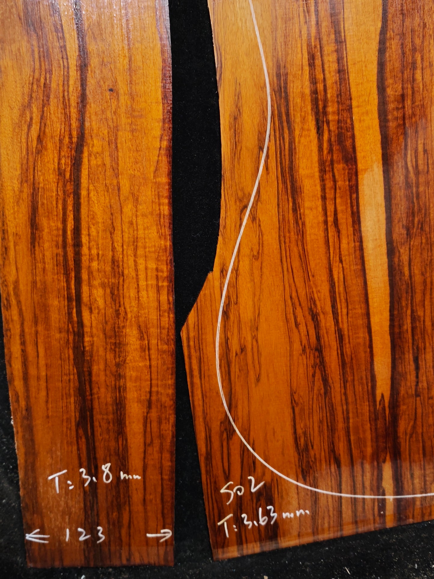 Figured Quartersawn Suriname snakewood acoustic guitar back&sides set S02