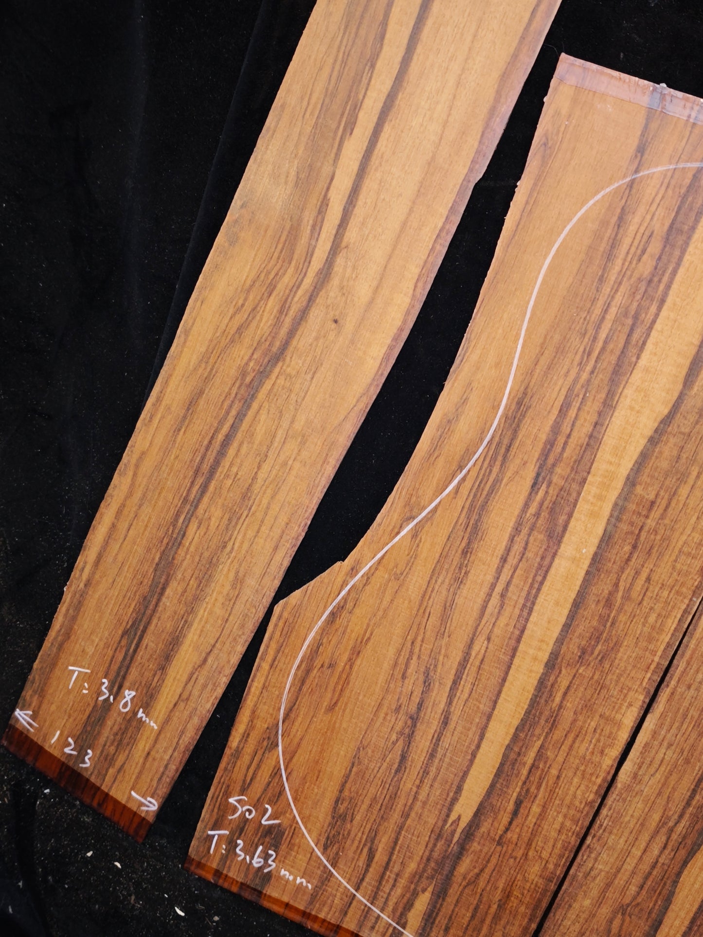 Figured Quartersawn Suriname snakewood acoustic guitar back&sides set S02