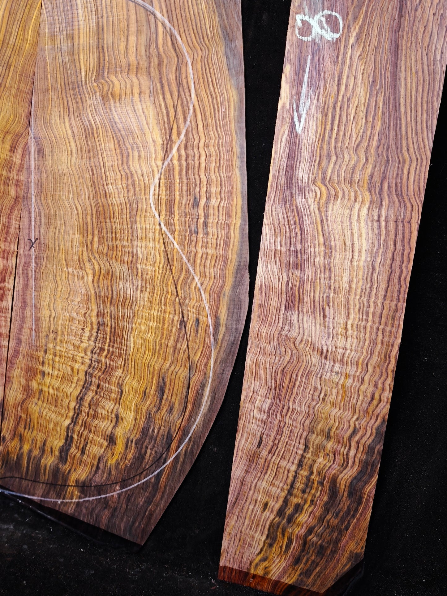 M03 curly Quartersawn cocobolo back&sides guitar set