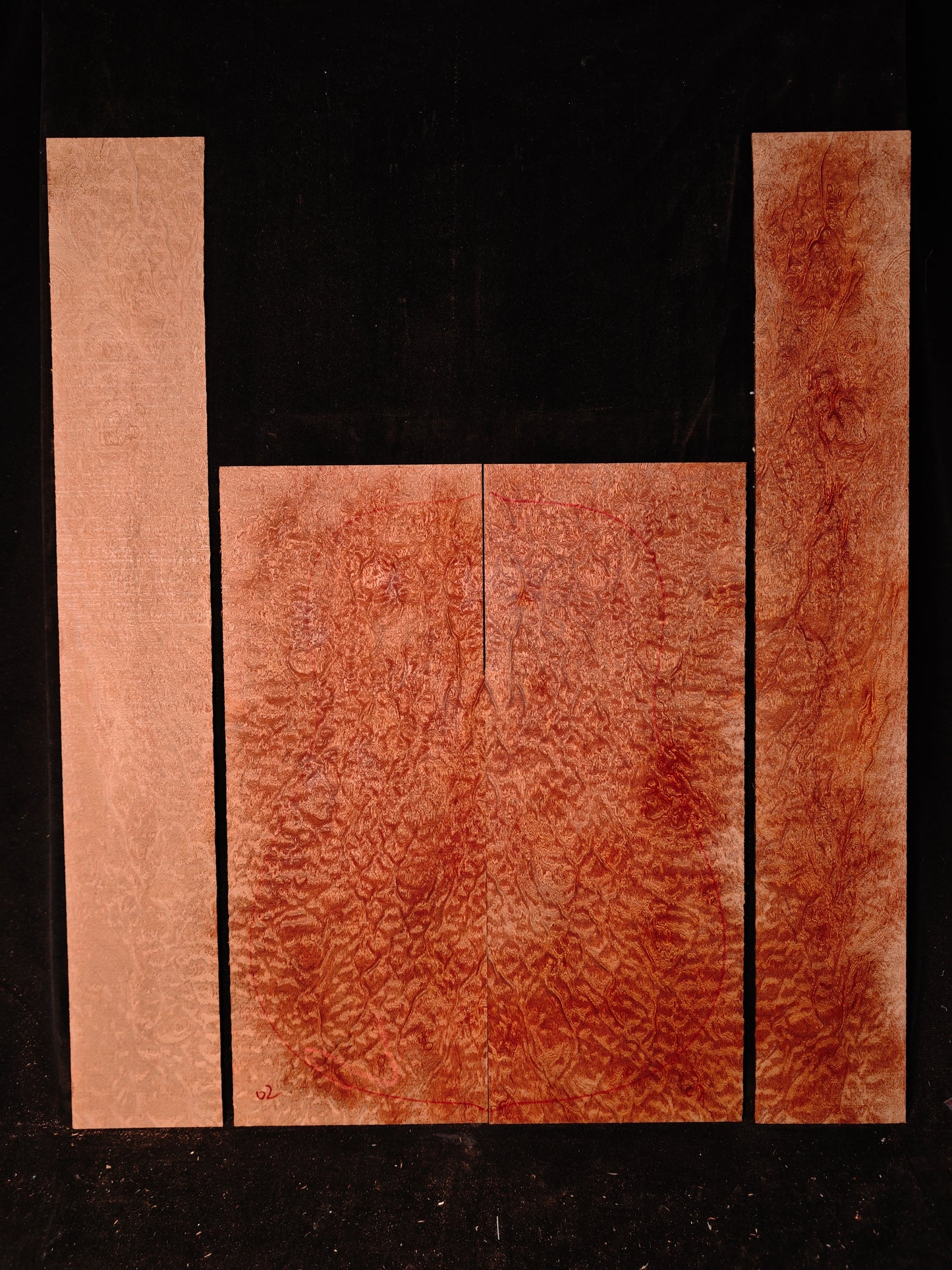 Quilted sapele acoustic guitar back &sides set