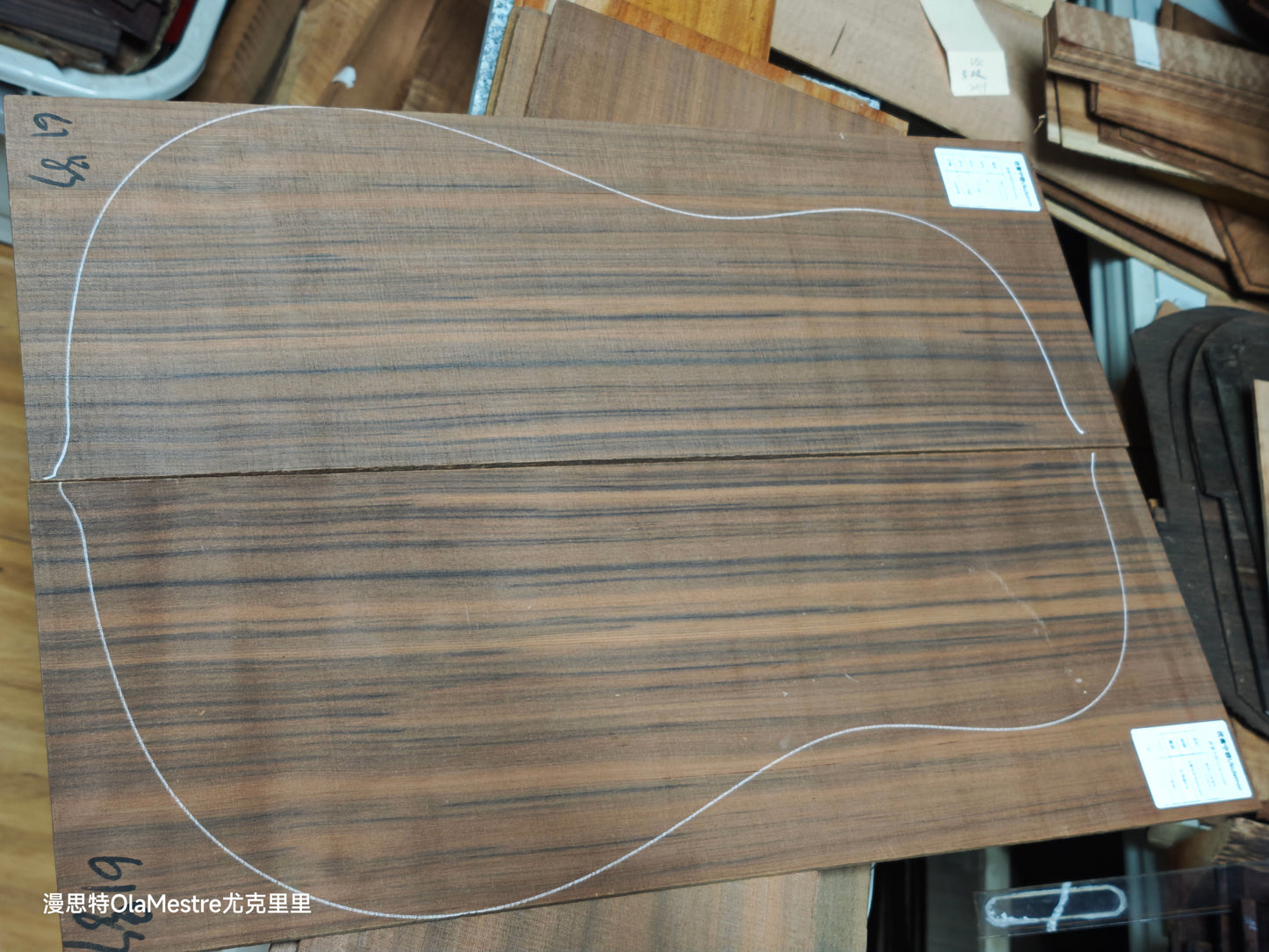 Curly ancient sinker redwood guitar top set #61