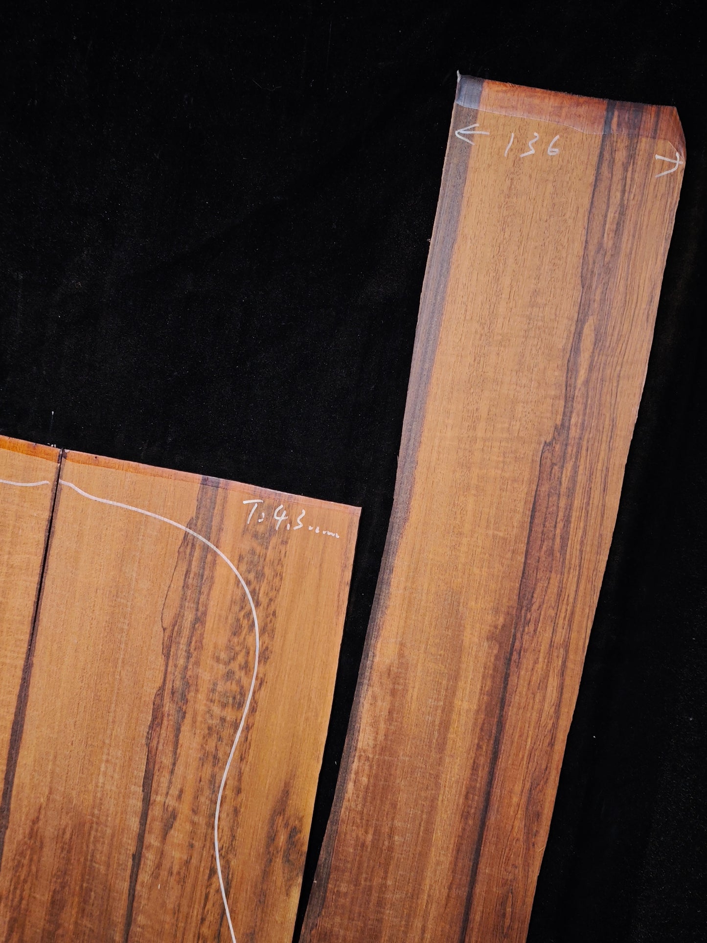 Figured Quartersawn Suriname snakewood acoustic guitar back&sides set S01
