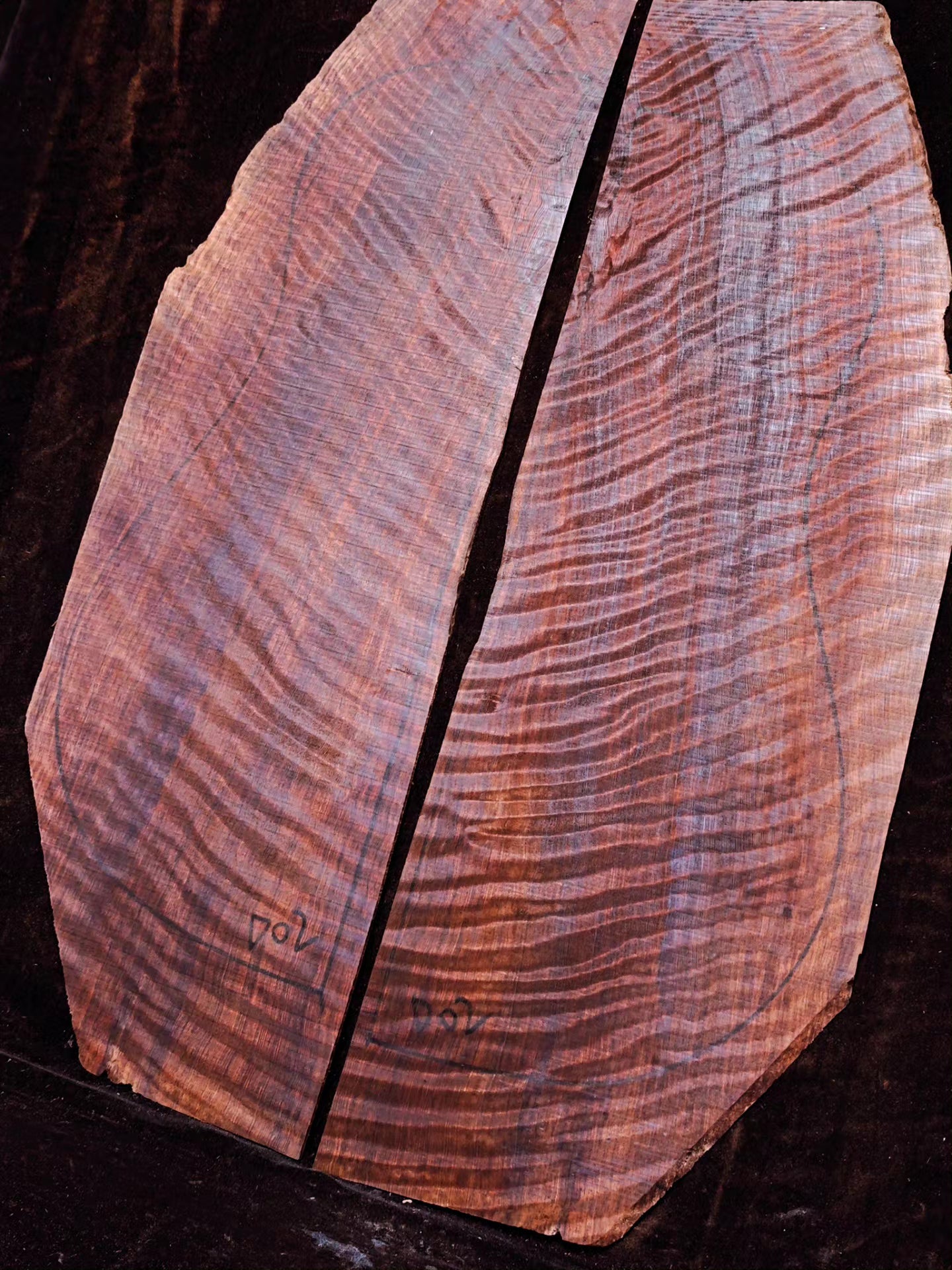 master grade ancient curly sinker redwood guitar top set #D05