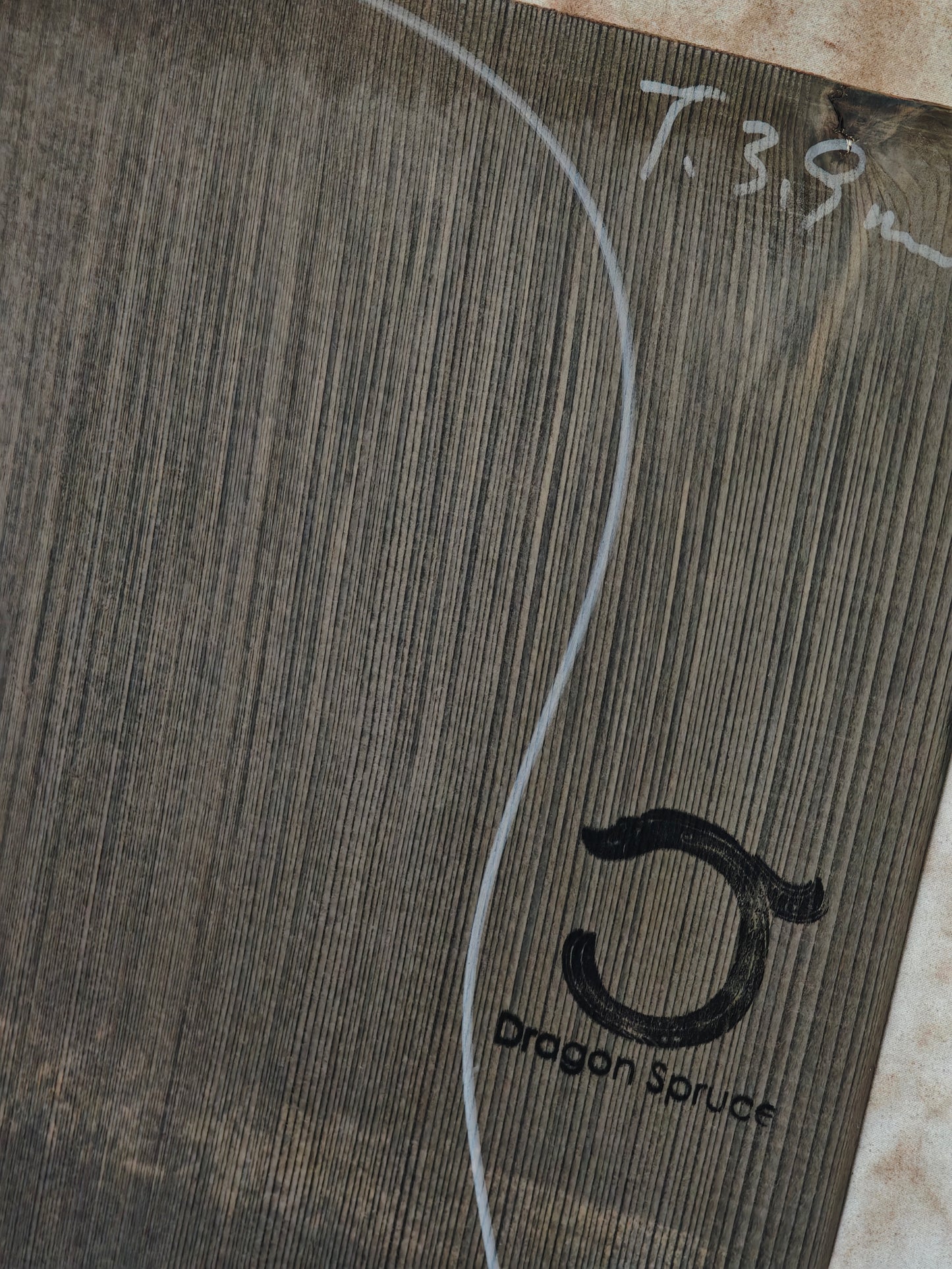 Black 'Dragon Spruce' Ancient Sinker Chinese Spruce guitar top