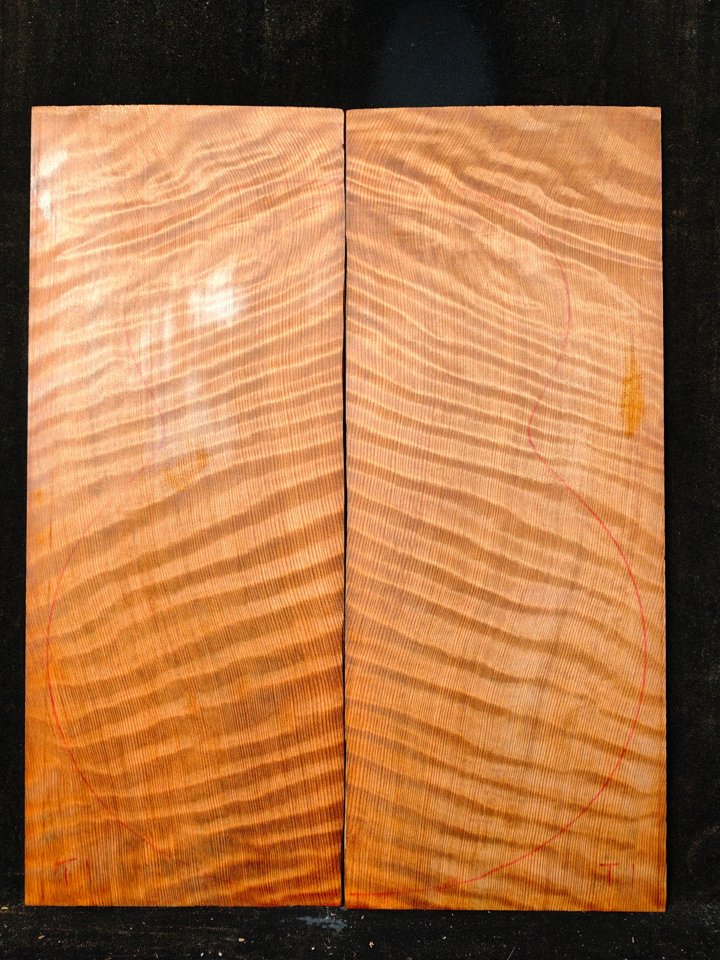 curly redwood guitar top set #T1