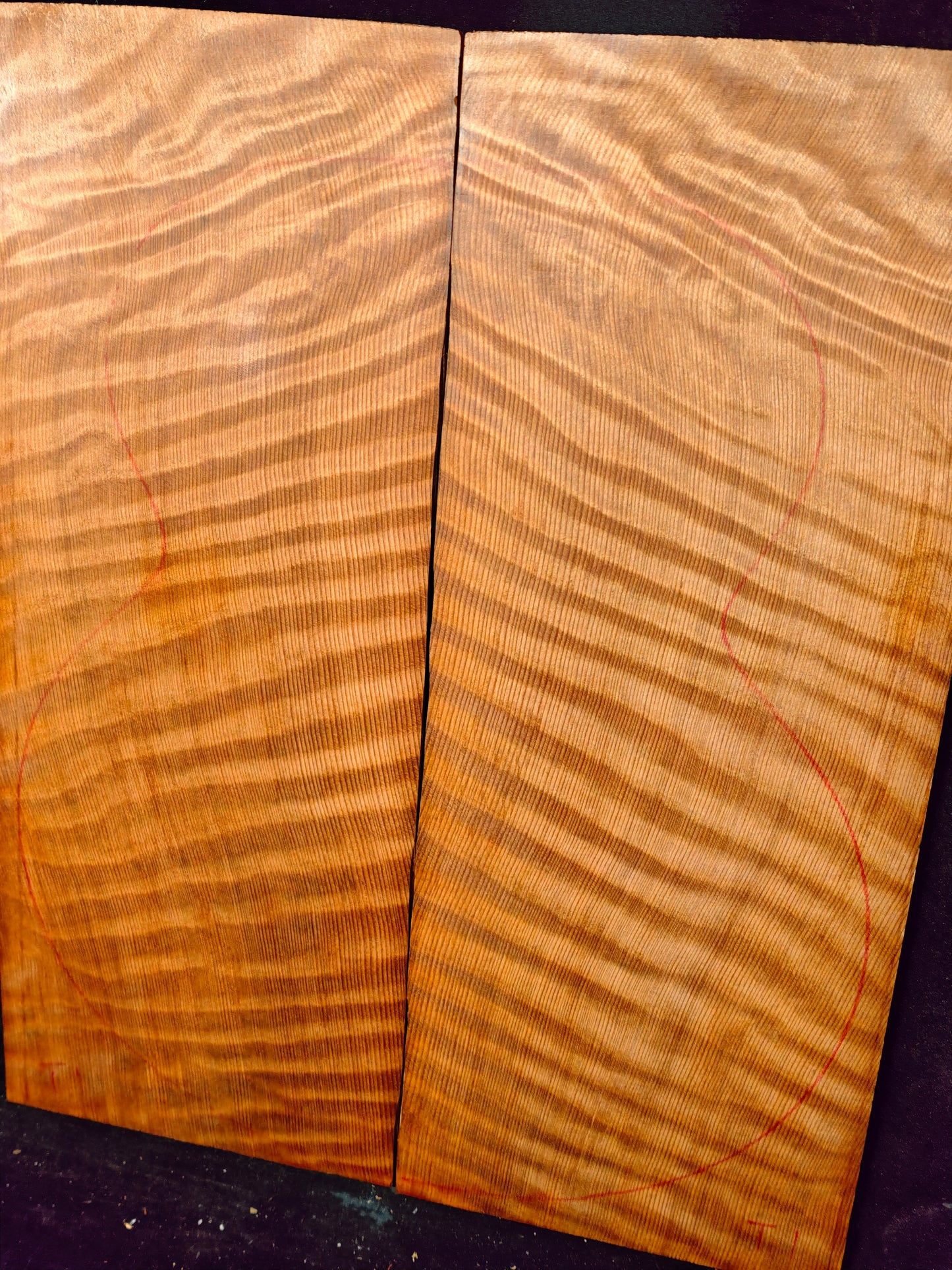 curly redwood guitar top set #T1