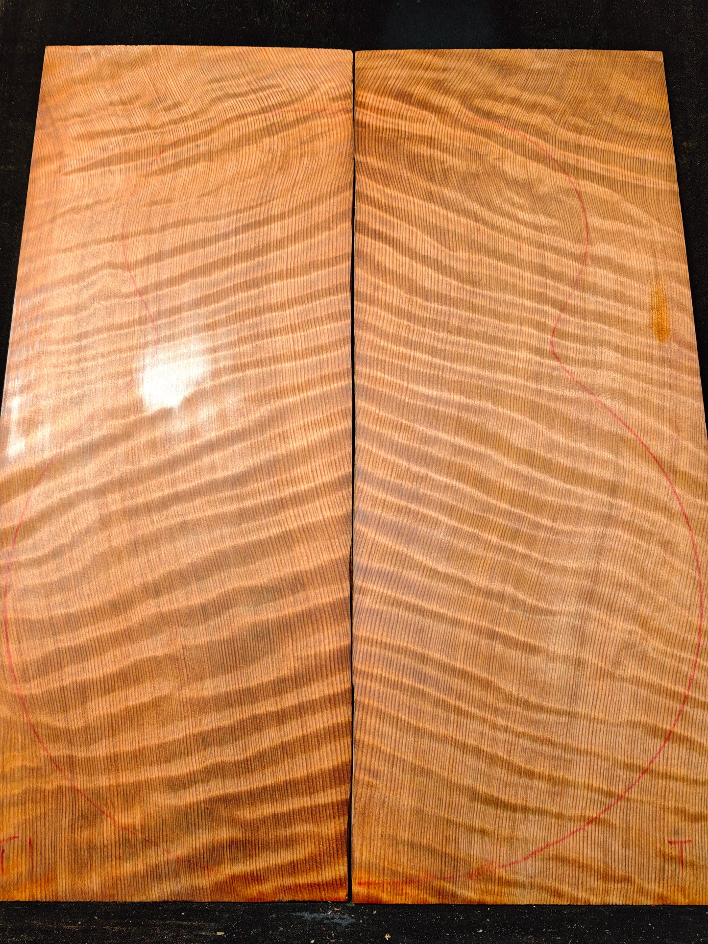 curly redwood guitar top set #T1